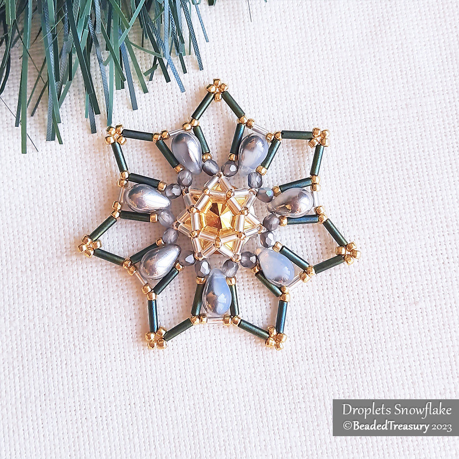 DROPLETS SNOWFLAKE - Christmas Ornament Beading Tutorial
