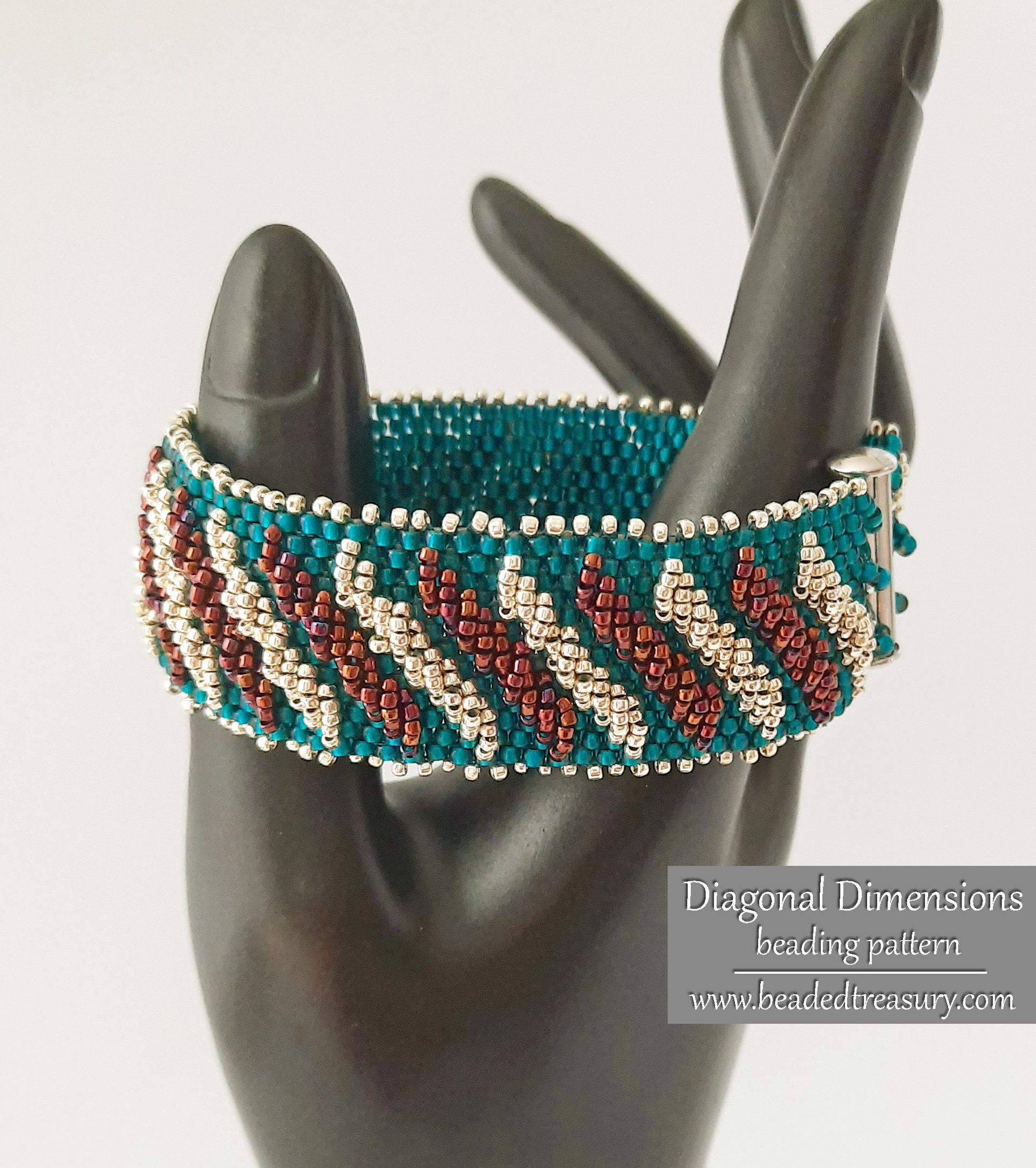 DIAGONAL DIMENSIONS Bracelet - Beading Pattern - Peyote stitch with seed beads - Instant PDF Download