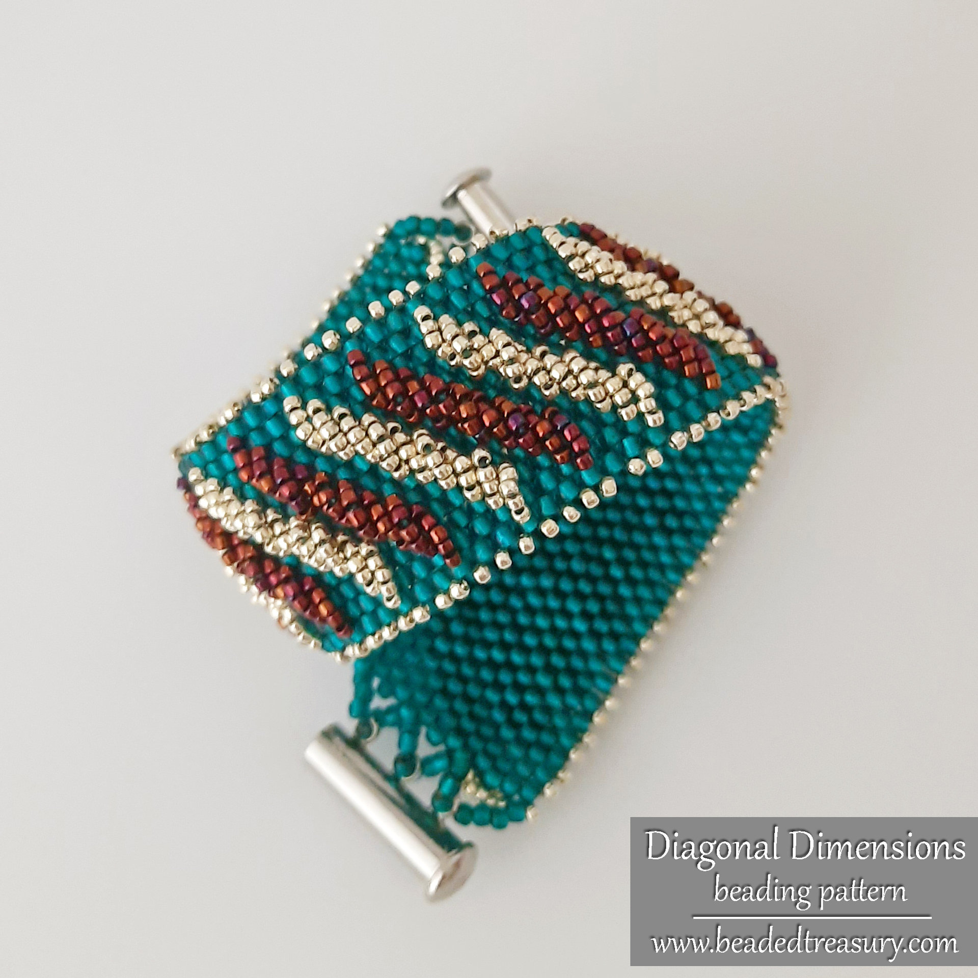 DIAGONAL DIMENSIONS Bracelet - Beading Pattern - Peyote stitch with seed beads - Instant PDF Download