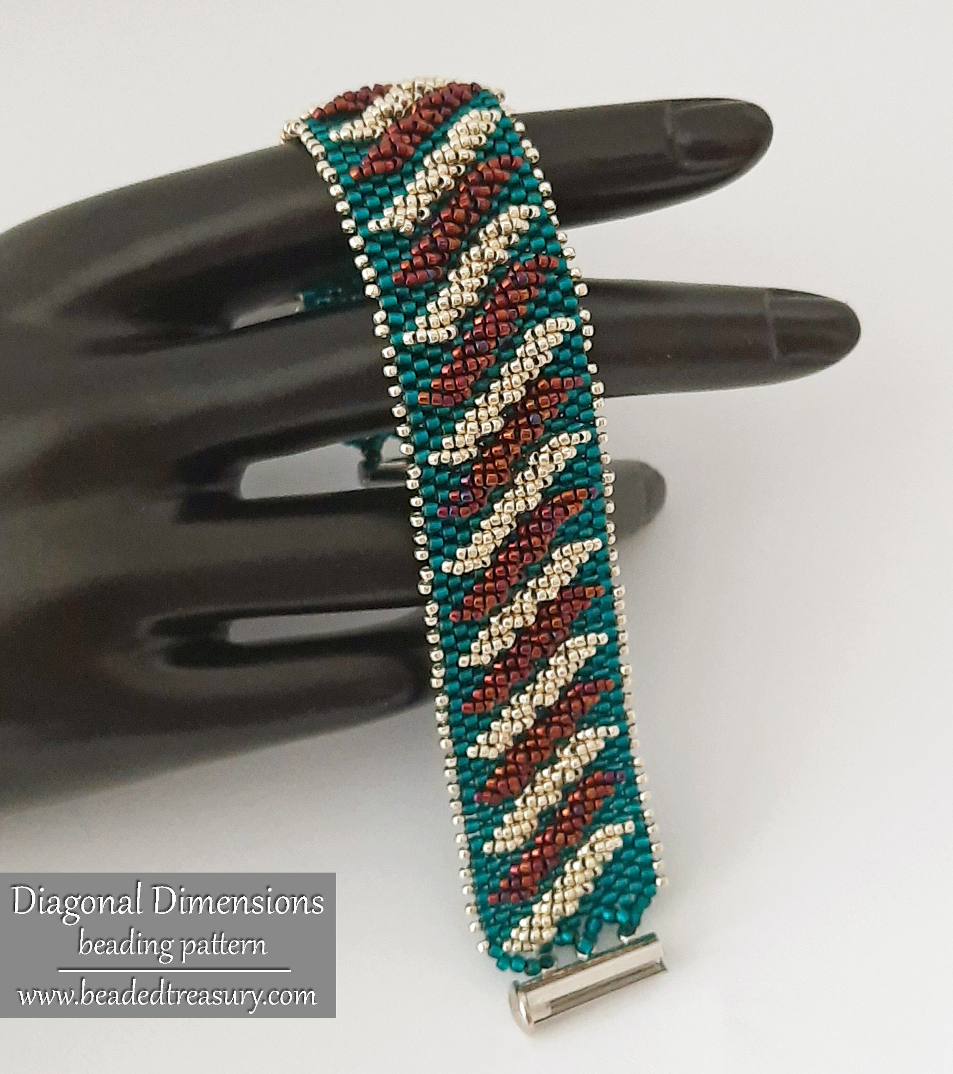 DIAGONAL DIMENSIONS Bracelet - Beading Pattern - Peyote stitch with seed beads - Instant PDF Download