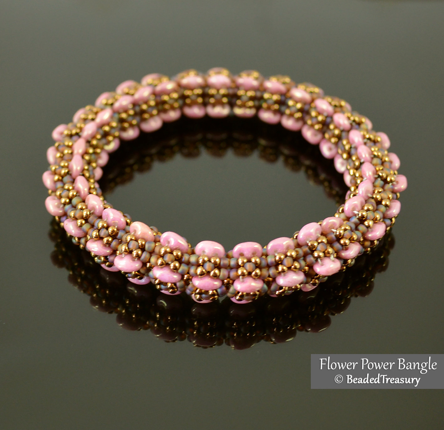 FLOWER POWER BANGLE - Beading Tutorial with Superduo and Seed Beads