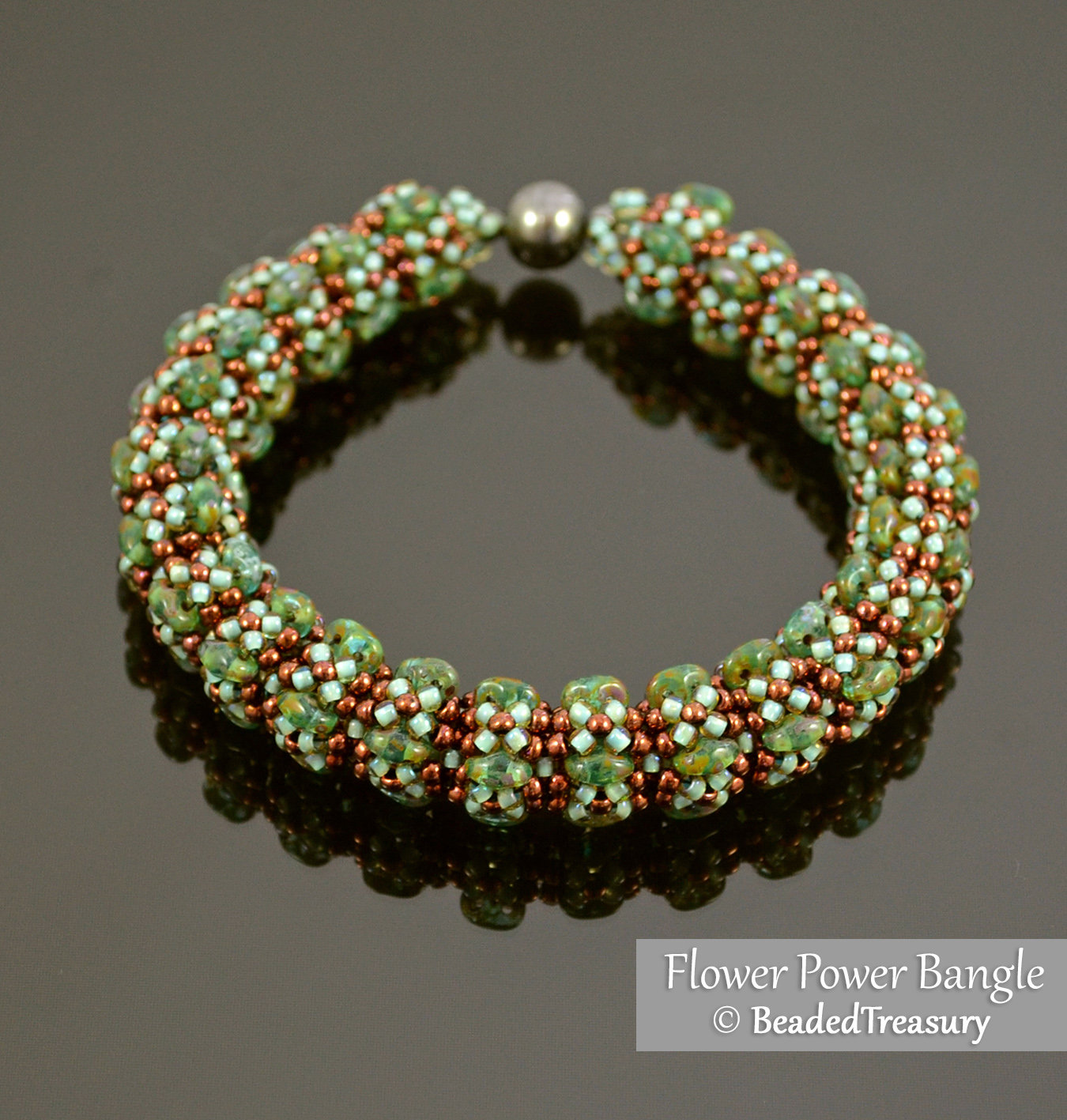 FLOWER POWER BANGLE - Beading Tutorial with Superduo and Seed Beads