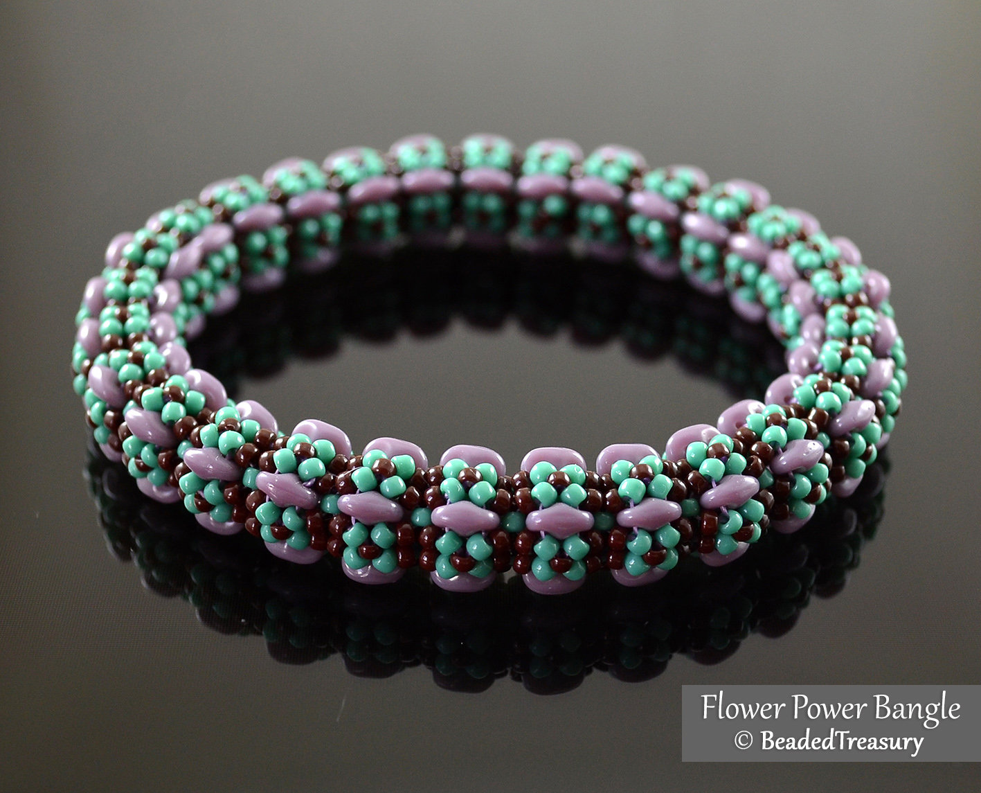 FLOWER POWER BANGLE - Beading Tutorial with Superduo and Seed Beads