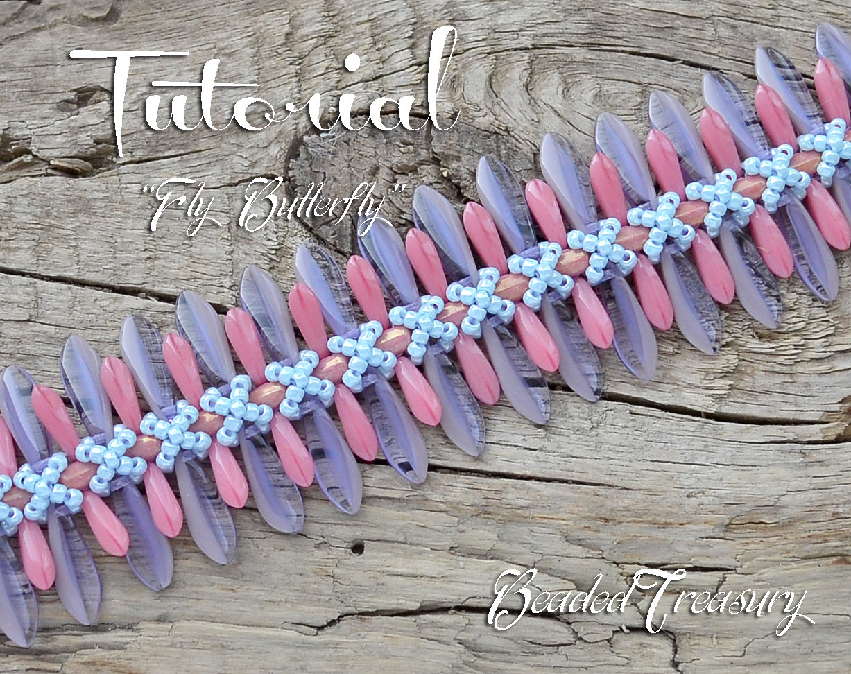 FLY BUTTERFLY Beading tutorial Beaded bracelet pattern with Rulla and Dagger beads Seed beads tutorial - Instant PDF Download
