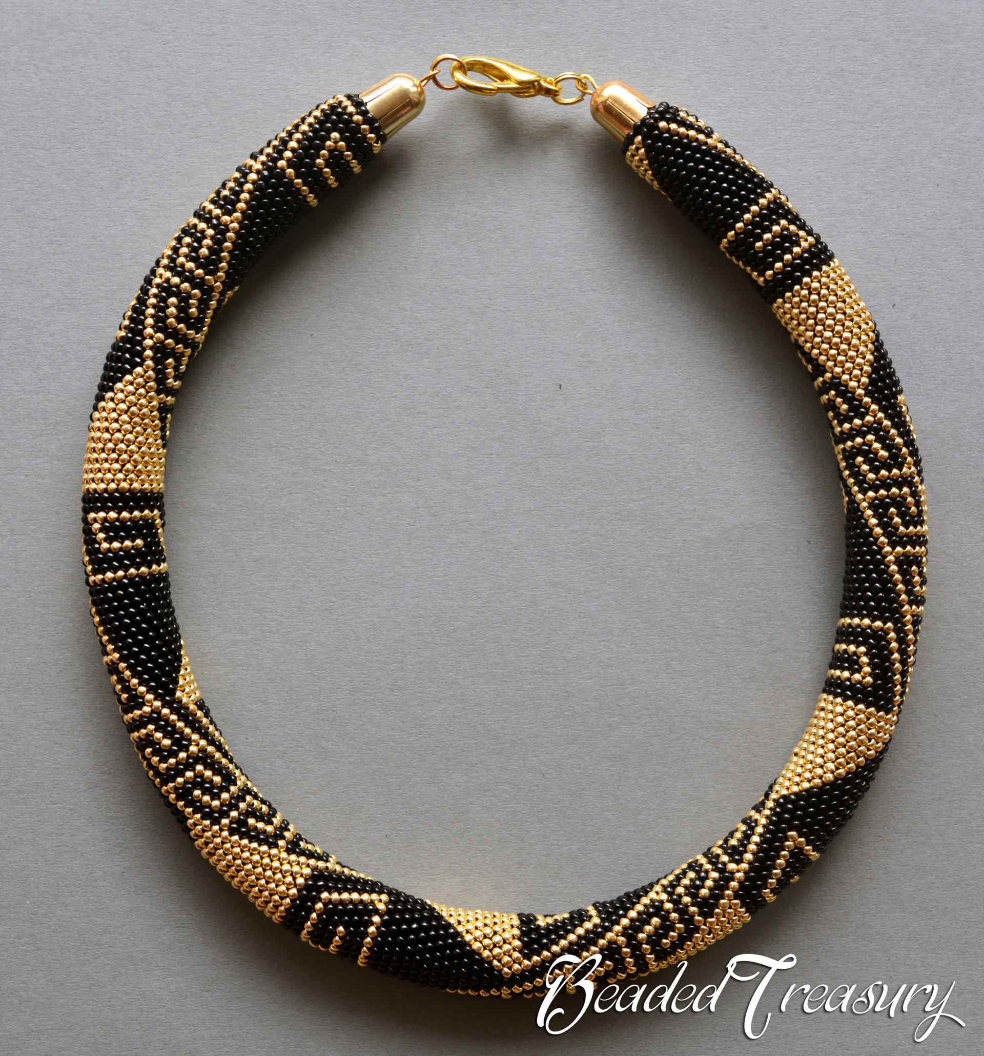 GREEK MEANDERS - bead crochet pattern necklace / Bead crochet rope pattern / .PDF Download