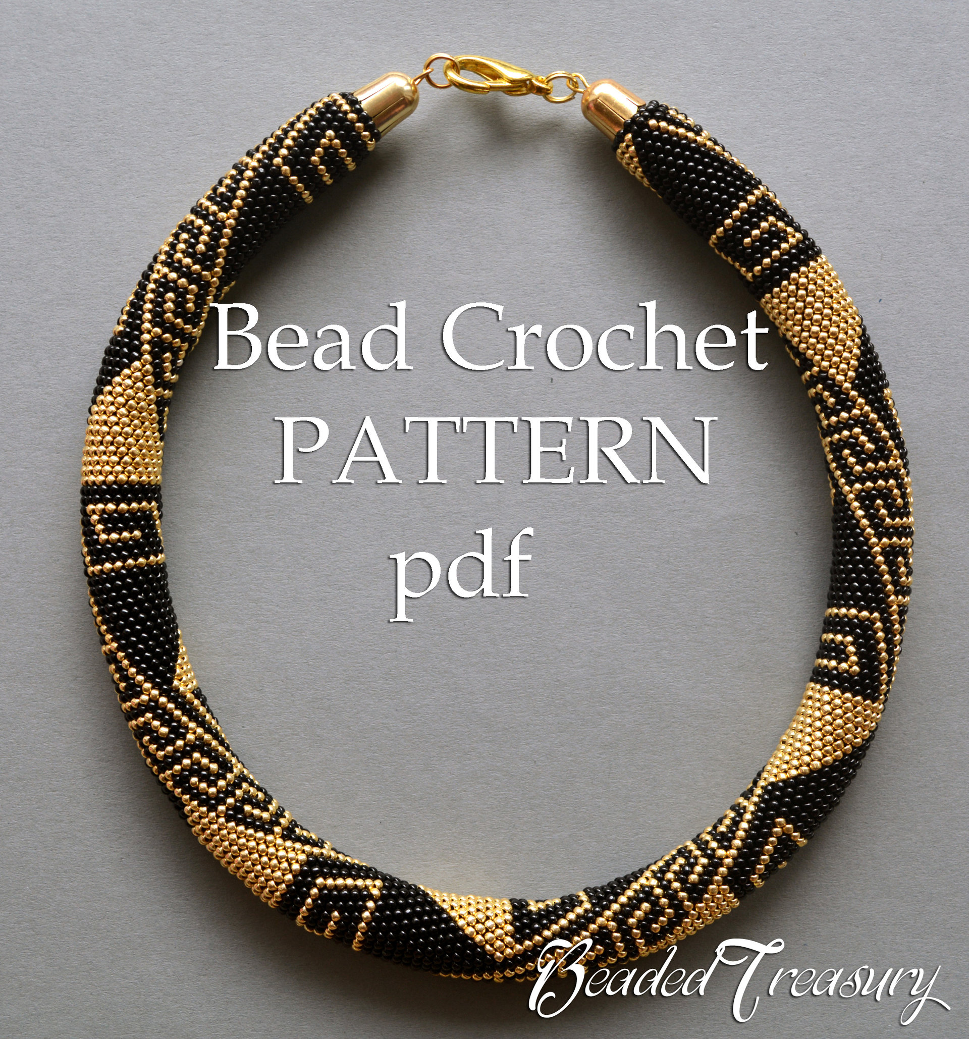 GREEK MEANDERS - bead crochet pattern necklace / Bead crochet rope pattern / .PDF Download