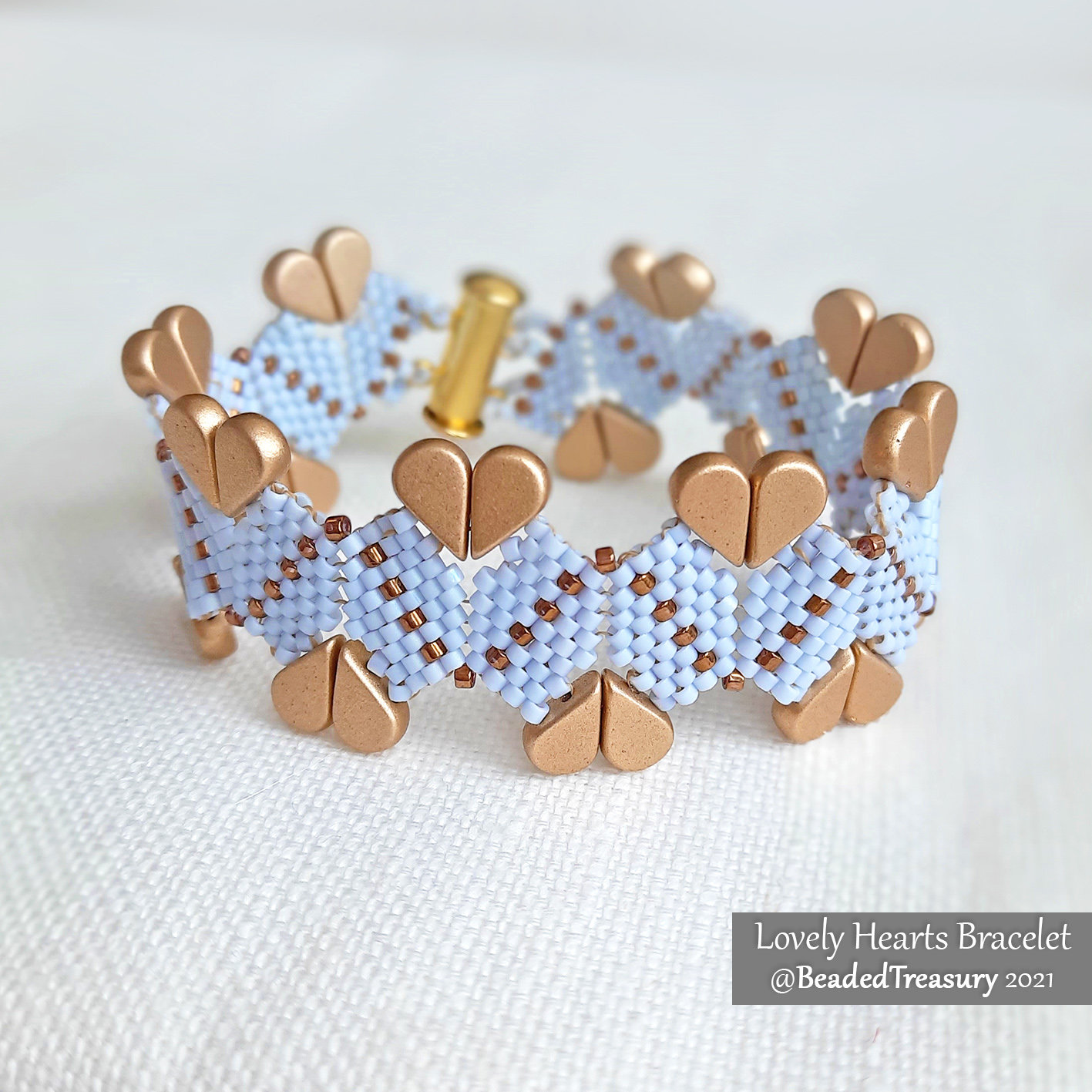 LOVELY HEARTS Bracelet - Beading Pattern - Peyote stitch bead pattern - Instant PDF Download