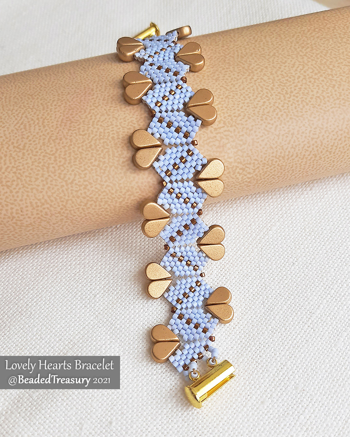 LOVELY HEARTS Bracelet - Beading Pattern - Peyote stitch bead pattern - Instant PDF Download