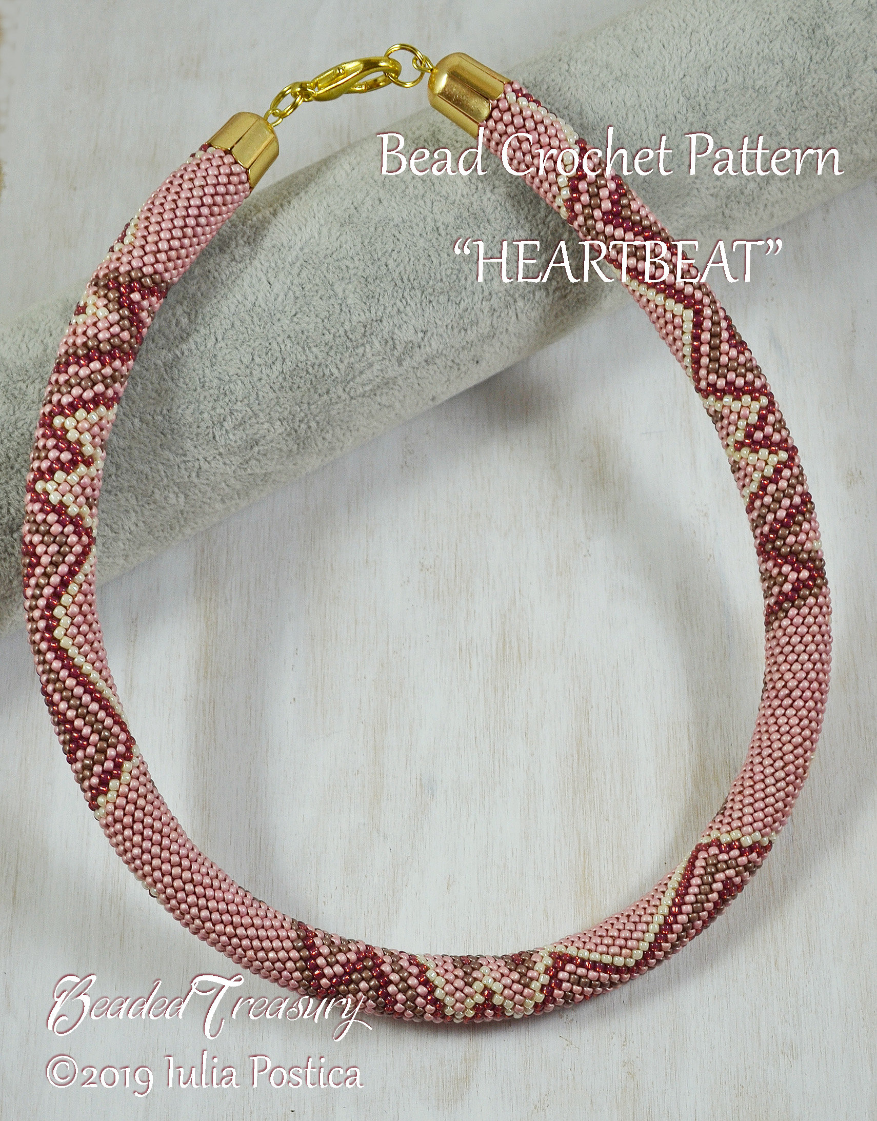 HEARTBEAT Bead Crochet Pattern for Necklace of Bracelet - Valentine heart beaded crochet rope with seed beads - Instant PDF Download