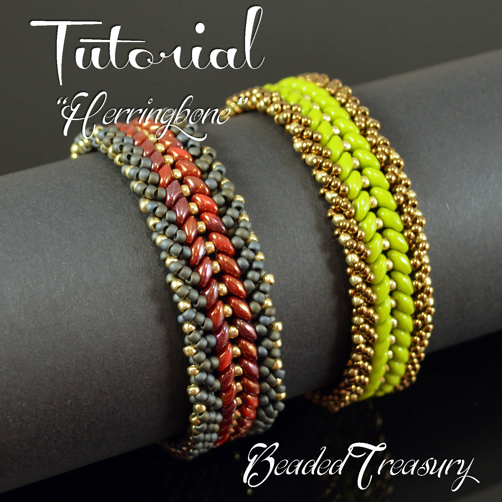HERRINGBONE - beadwoven bracelet tutorial, superduo bead pattern, beading tutorial, beadwoven bracelet pattern, seed beads / TUTORIAL ONLY