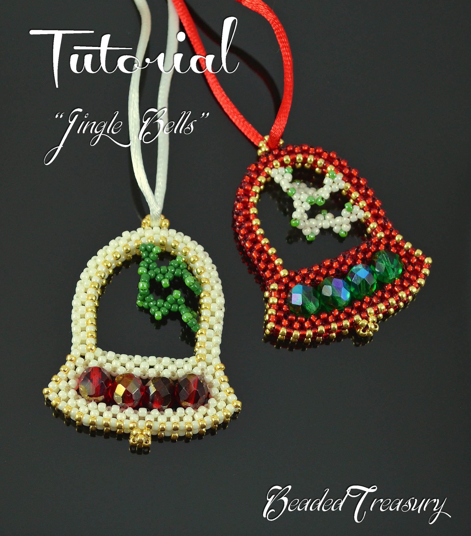 JINGLE BELLS Beaded Christmas ornament pattern Beading tutorial with seed beads Christmas gift - Tutorial Only