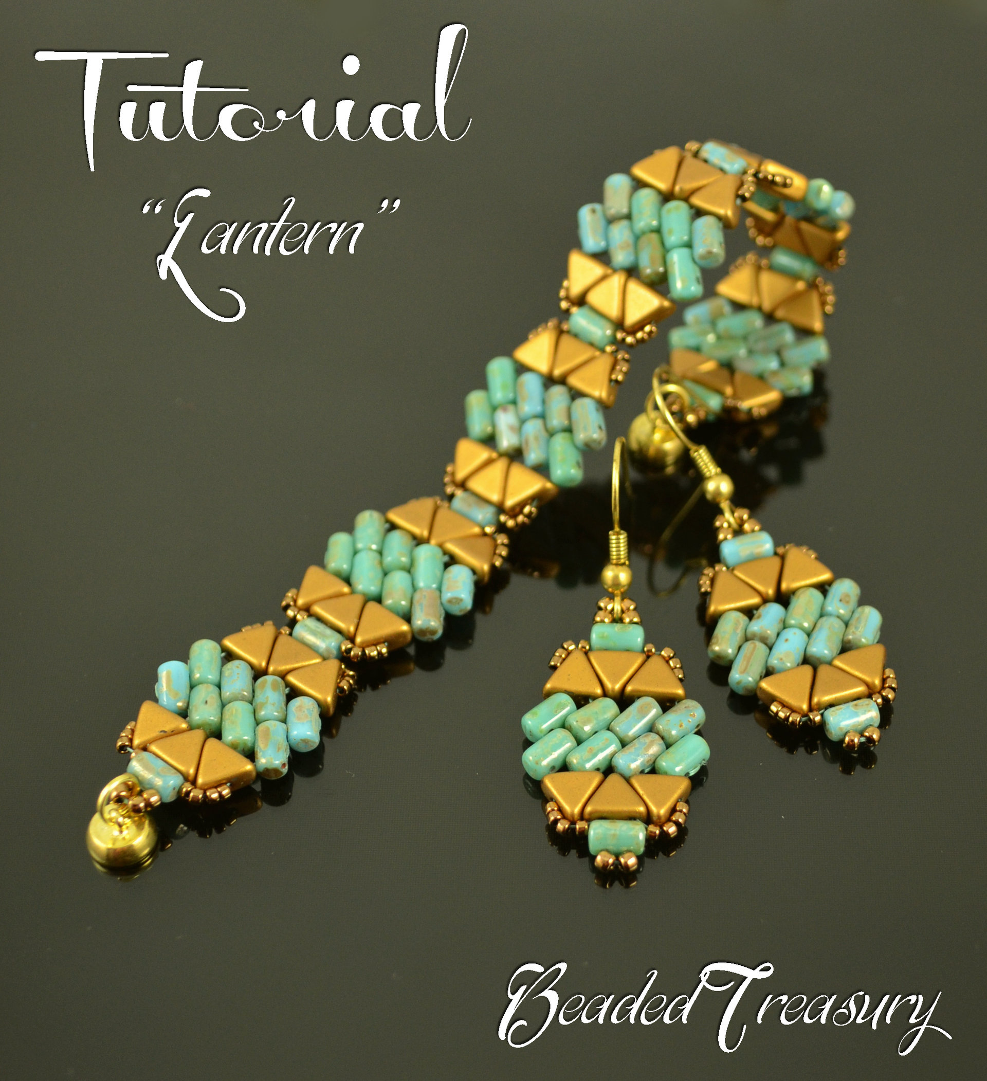 LANTERN - beading pattern, beaded bracelet and earrings tutorial, beadweaving / TUTORIAL ONLY