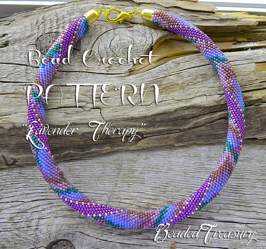 LAVENDER THERAPY - bead crochet necklace pattern / Bead crochet rope pattern / PATTERN ONLY