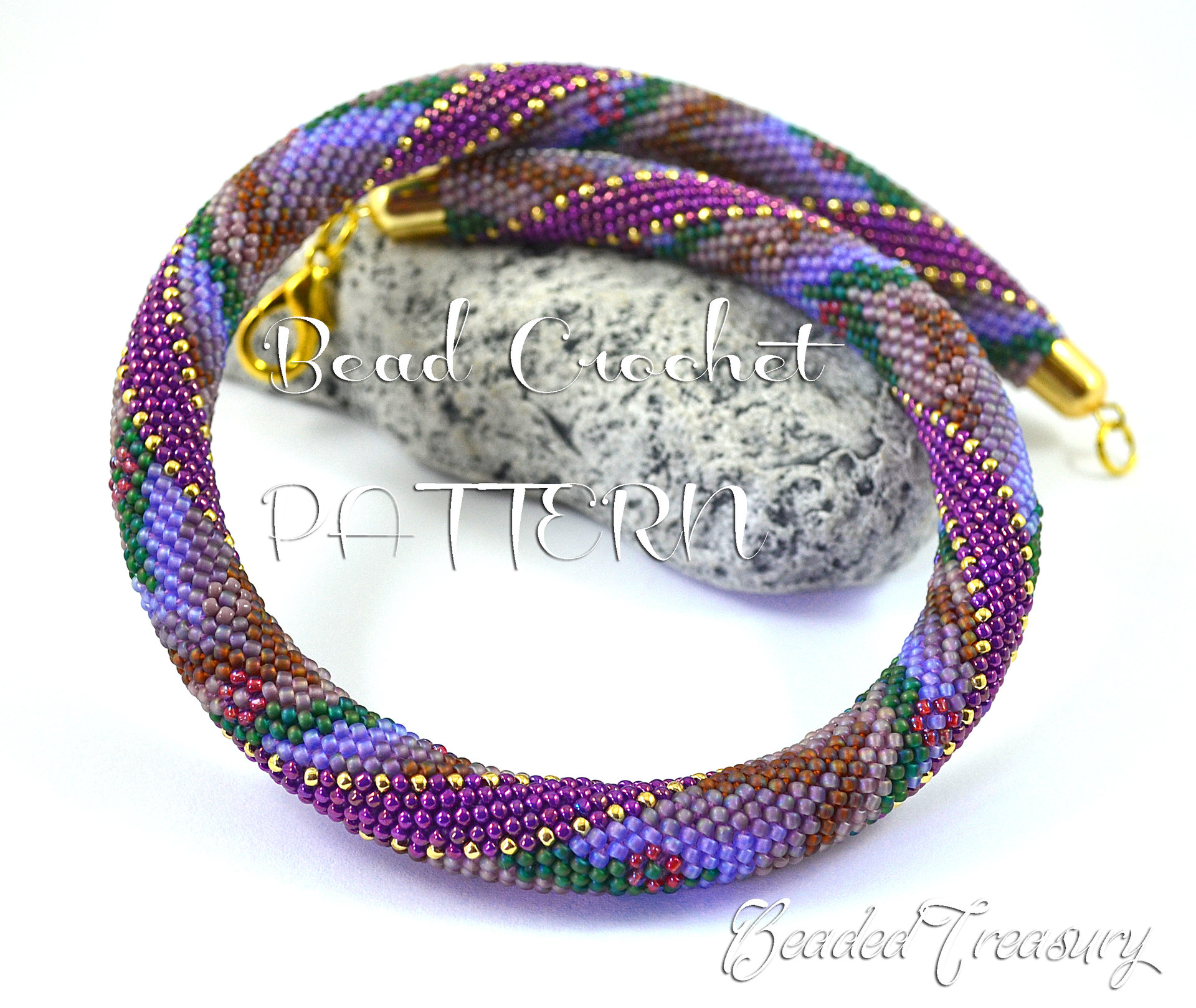 LAVENDER THERAPY - bead crochet necklace pattern / Bead crochet rope pattern / PATTERN ONLY
