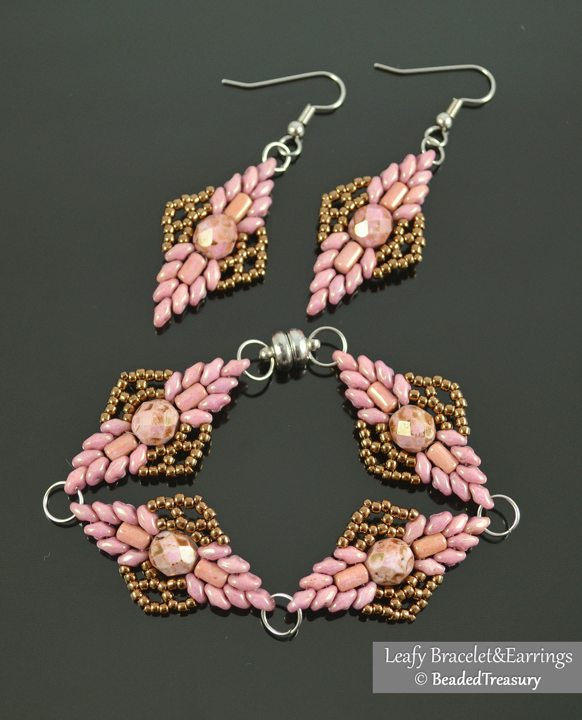 LEAFY BRACELET AND EARRINGS - Beading Tutorial - Instant .pdf download