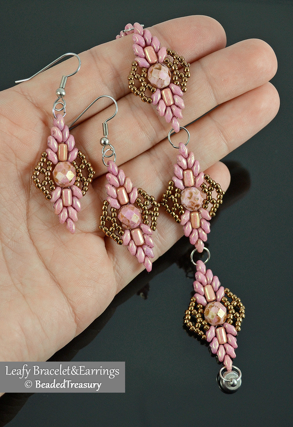 LEAFY BRACELET AND EARRINGS - Beading Tutorial - Instant .pdf download