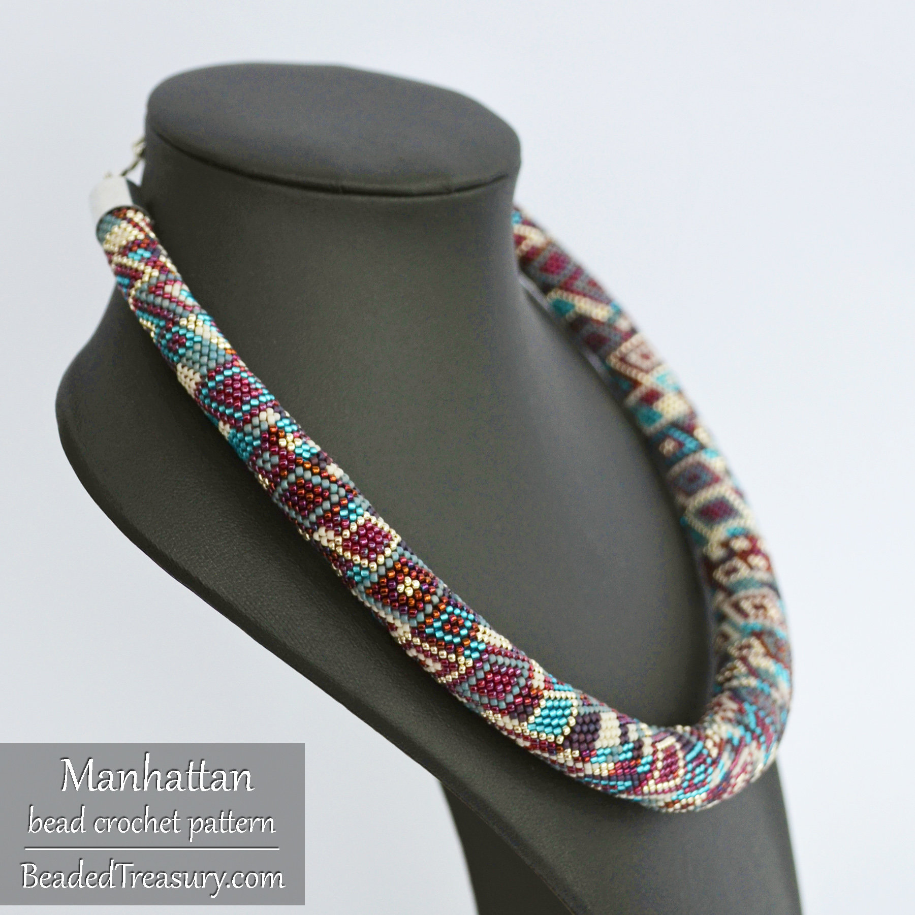 Manhattan  Necklace - Bead Crochet Pattern with Increase and Decrease - Pattern+Tutorial - Seed beads pattern - Instant PDF Download