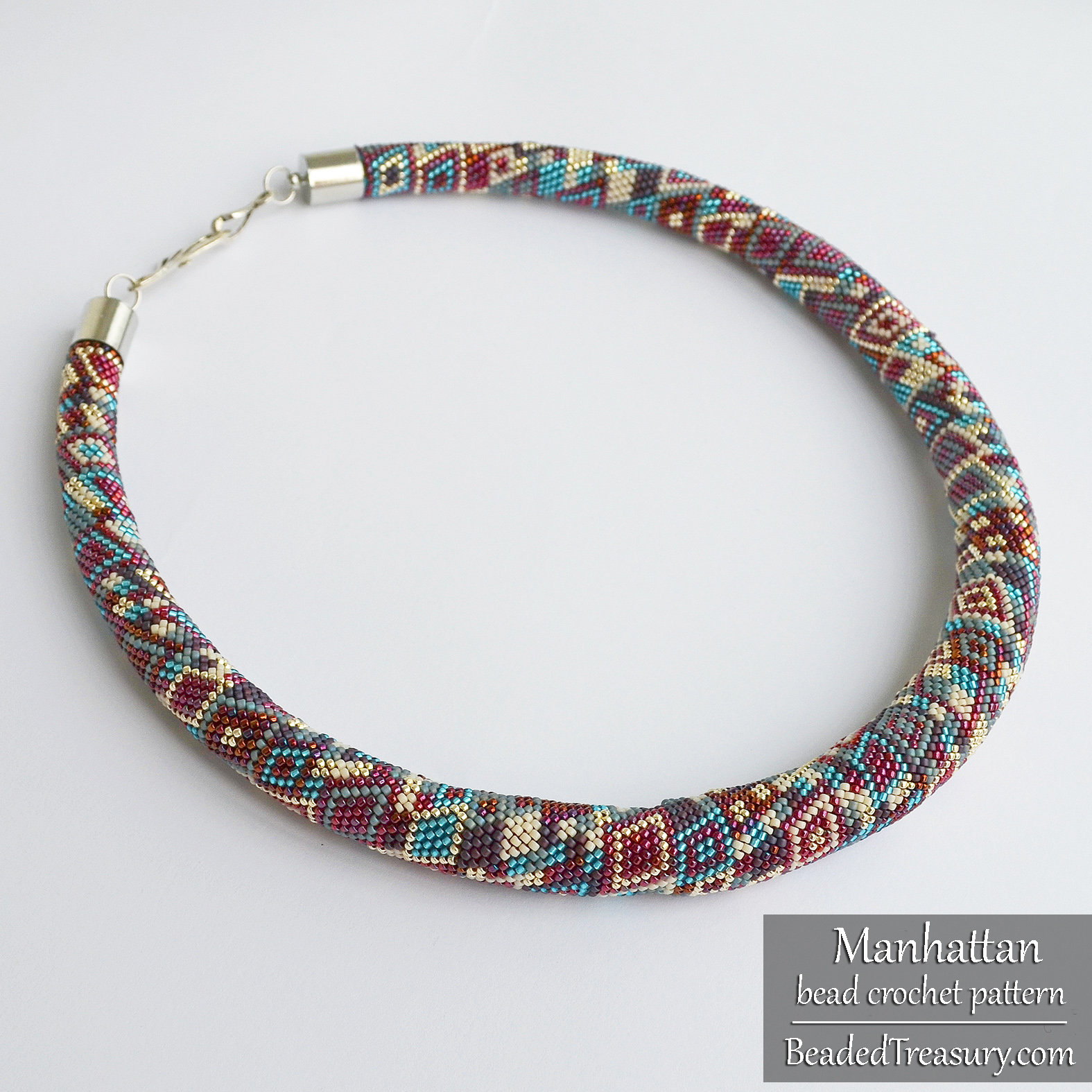 Manhattan  Necklace - Bead Crochet Pattern with Increase and Decrease - Pattern+Tutorial - Seed beads pattern - Instant PDF Download
