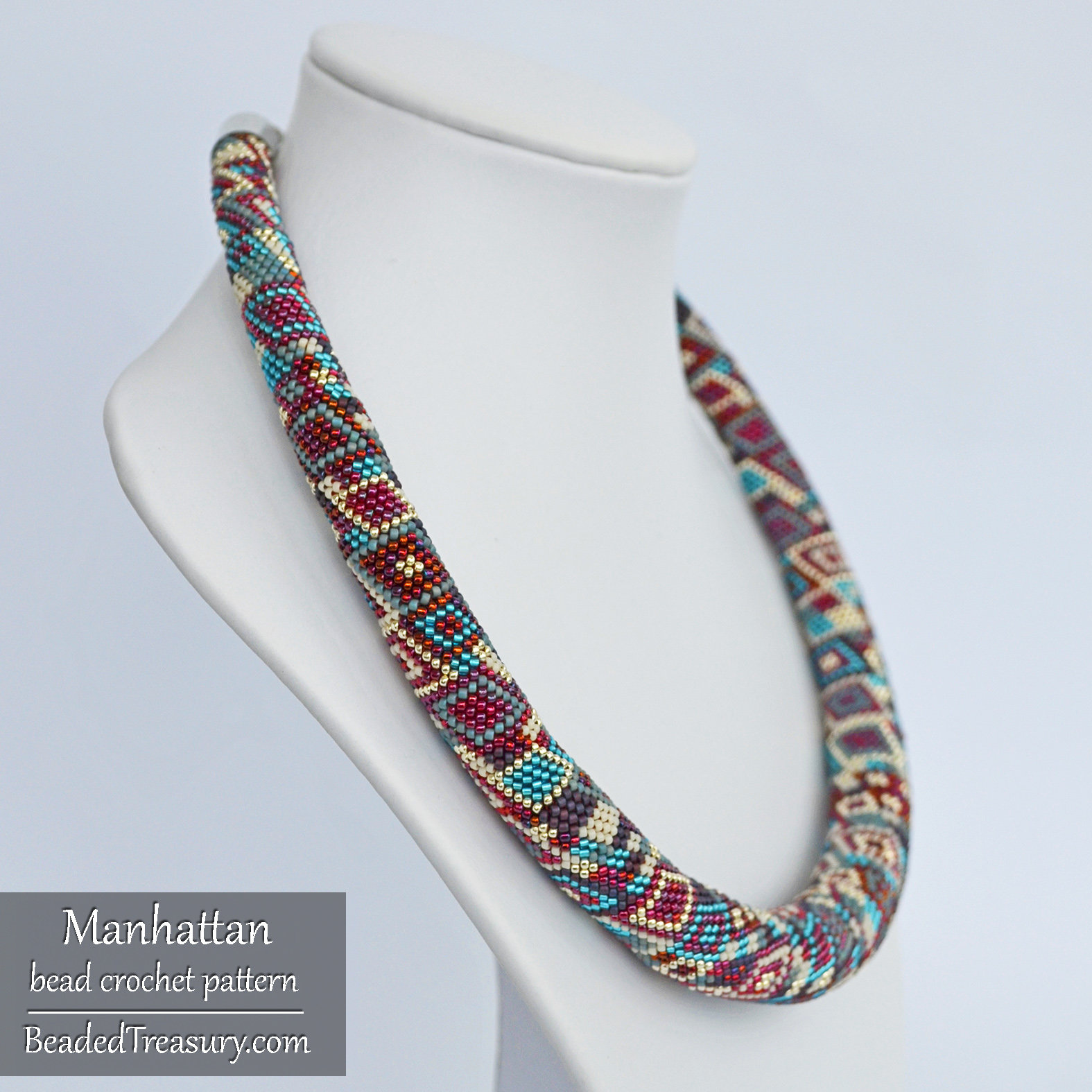 Manhattan  Necklace - Bead Crochet Pattern with Increase and Decrease - Pattern+Tutorial - Seed beads pattern - Instant PDF Download