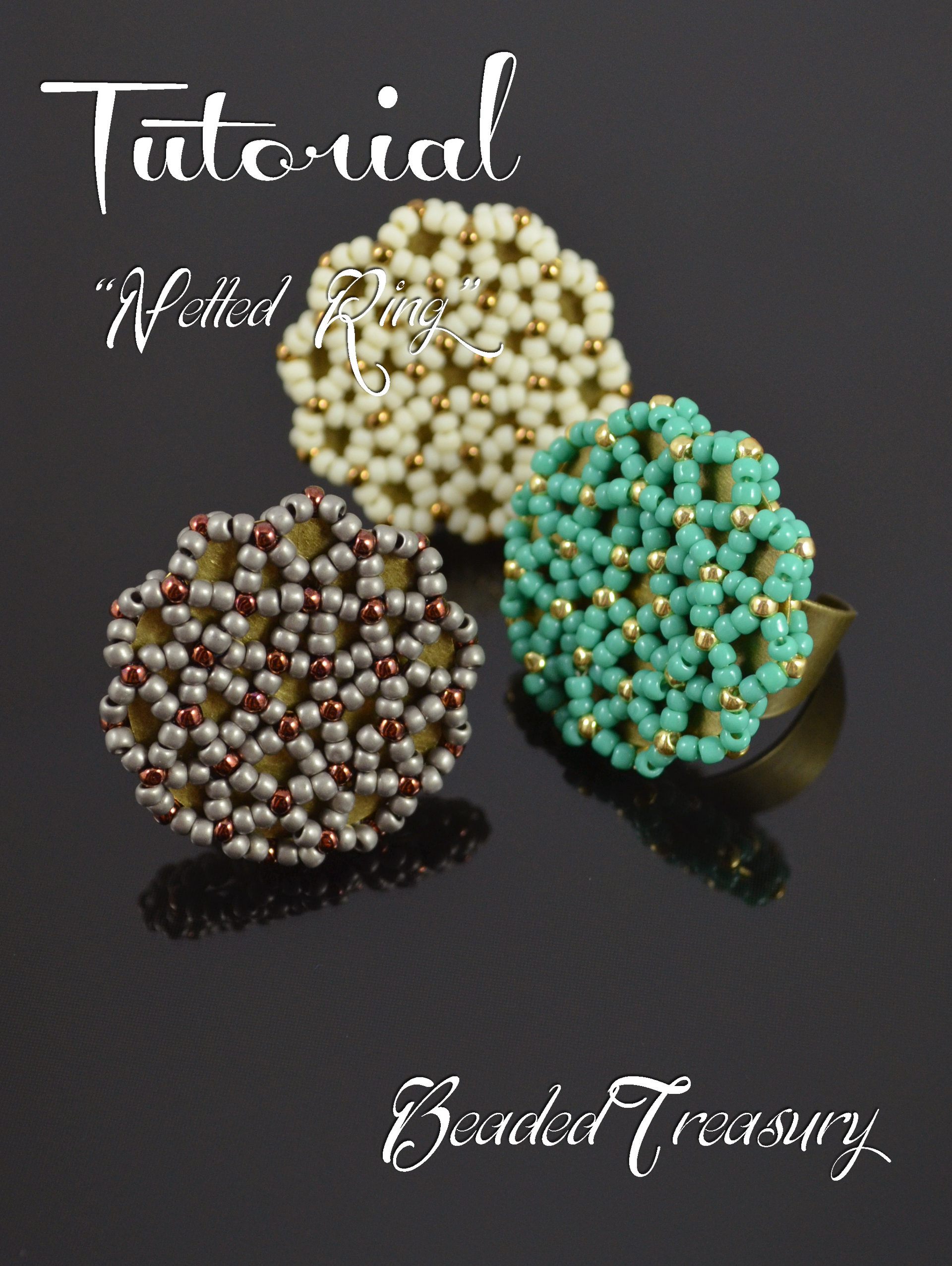 NETTED RING - seed bead pattern, beadwoven ring tutorial, beading tutorial, beaded ring pattern / TUTORIAL ONLY