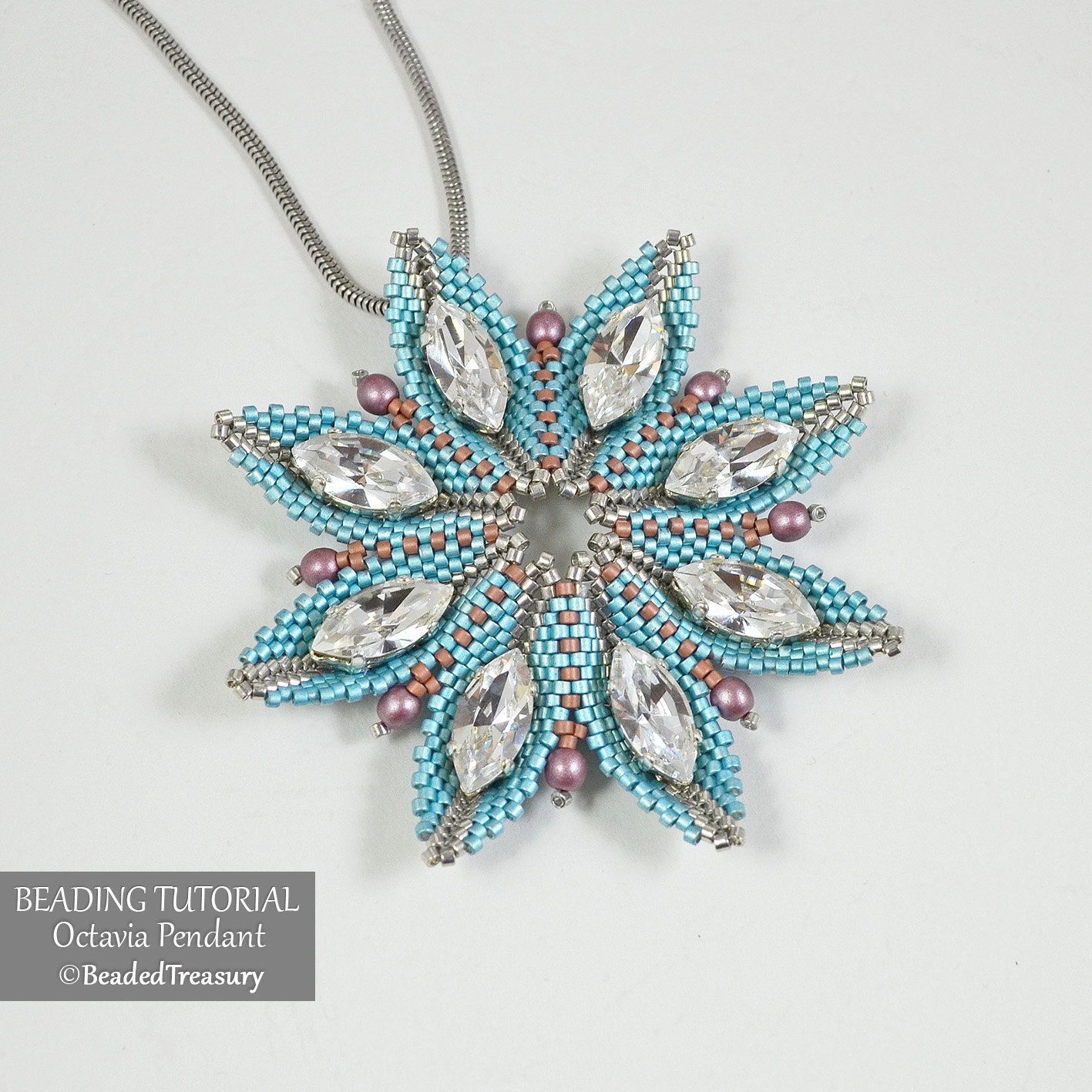 OCTAVIA Pendant Beading Tutorial - Peyote stitch bead pattern - Swarovski Navette and Delica Seed beads - .pdf Download