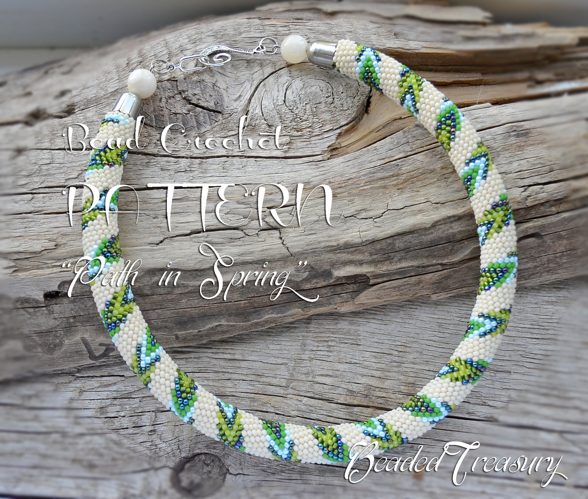 PATH IN SPRING - bead crochet necklace pattern / Crochet rope necklace pattern / Bead crochet / PATTERN ONLY