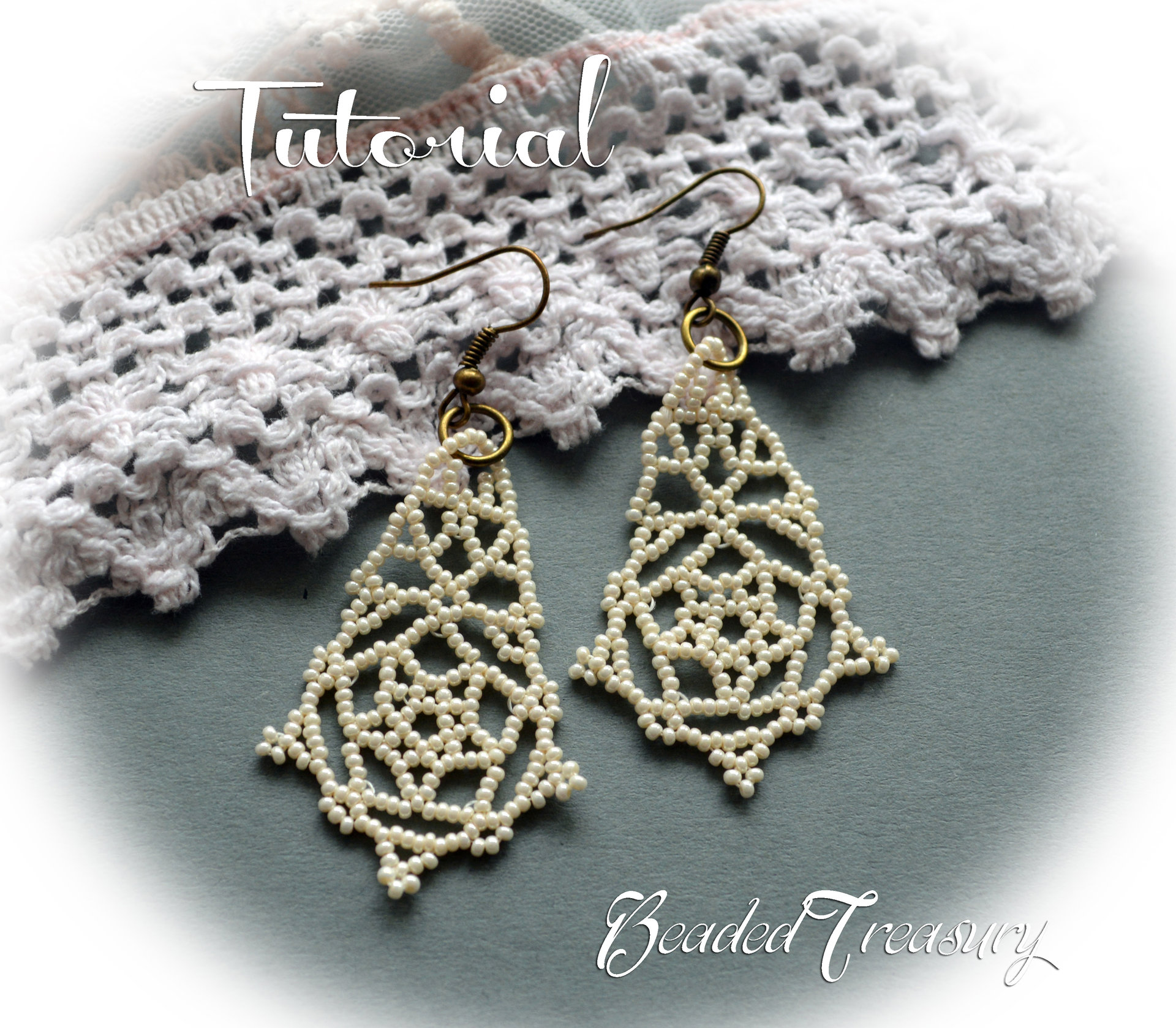 PEARLY LACE - beadweaving earrings tutorial / Beading tutorial / Earring tutorial / Beading pattern / Beaded earrings / TUTORIAL ONLY