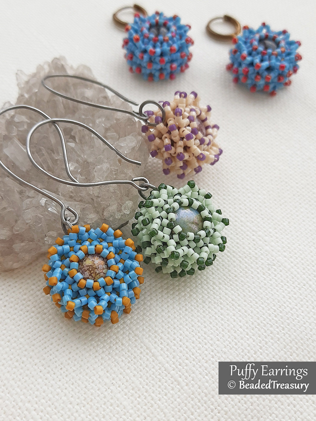 PUFFY EARRINGS - Beading Tutorial