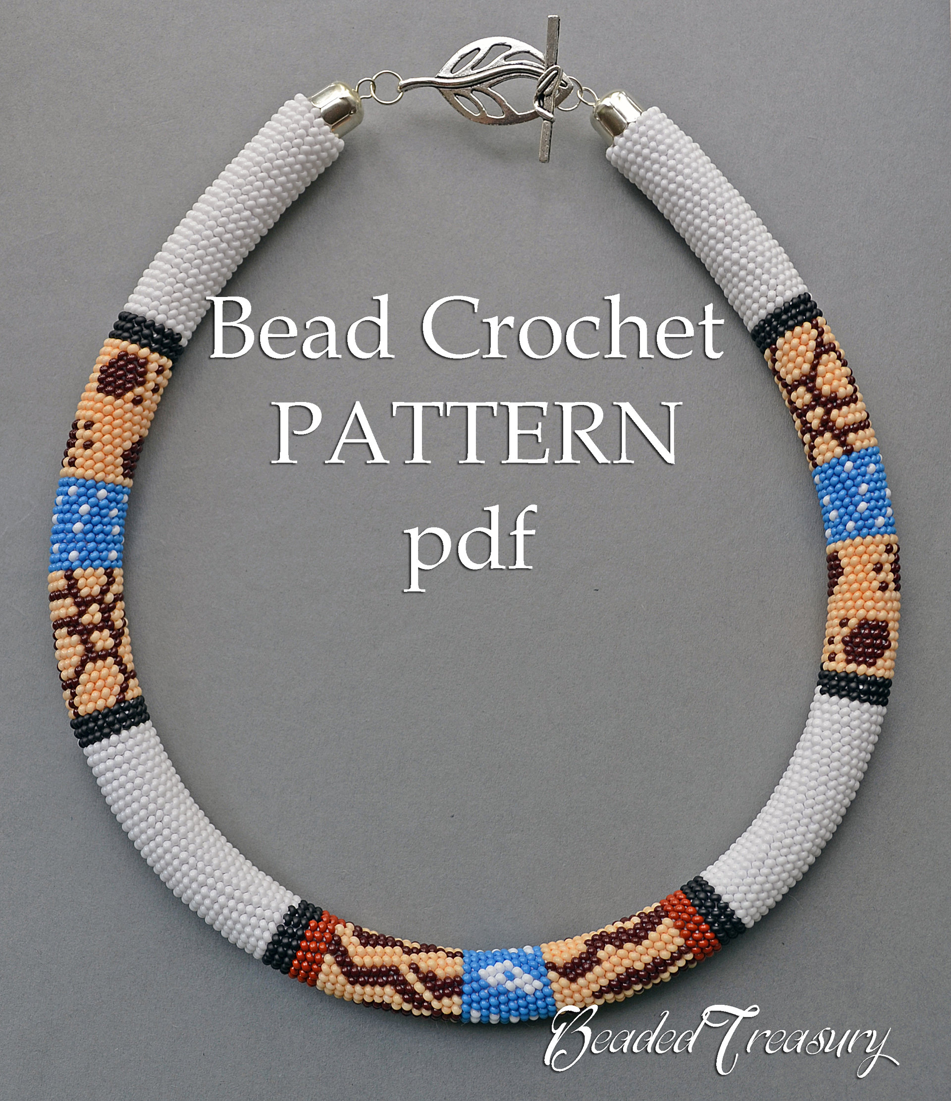 SAFARI - bead crochet necklace pattern / Bead crochet pattern / Crochet rope pattern / PATTERN ONLY