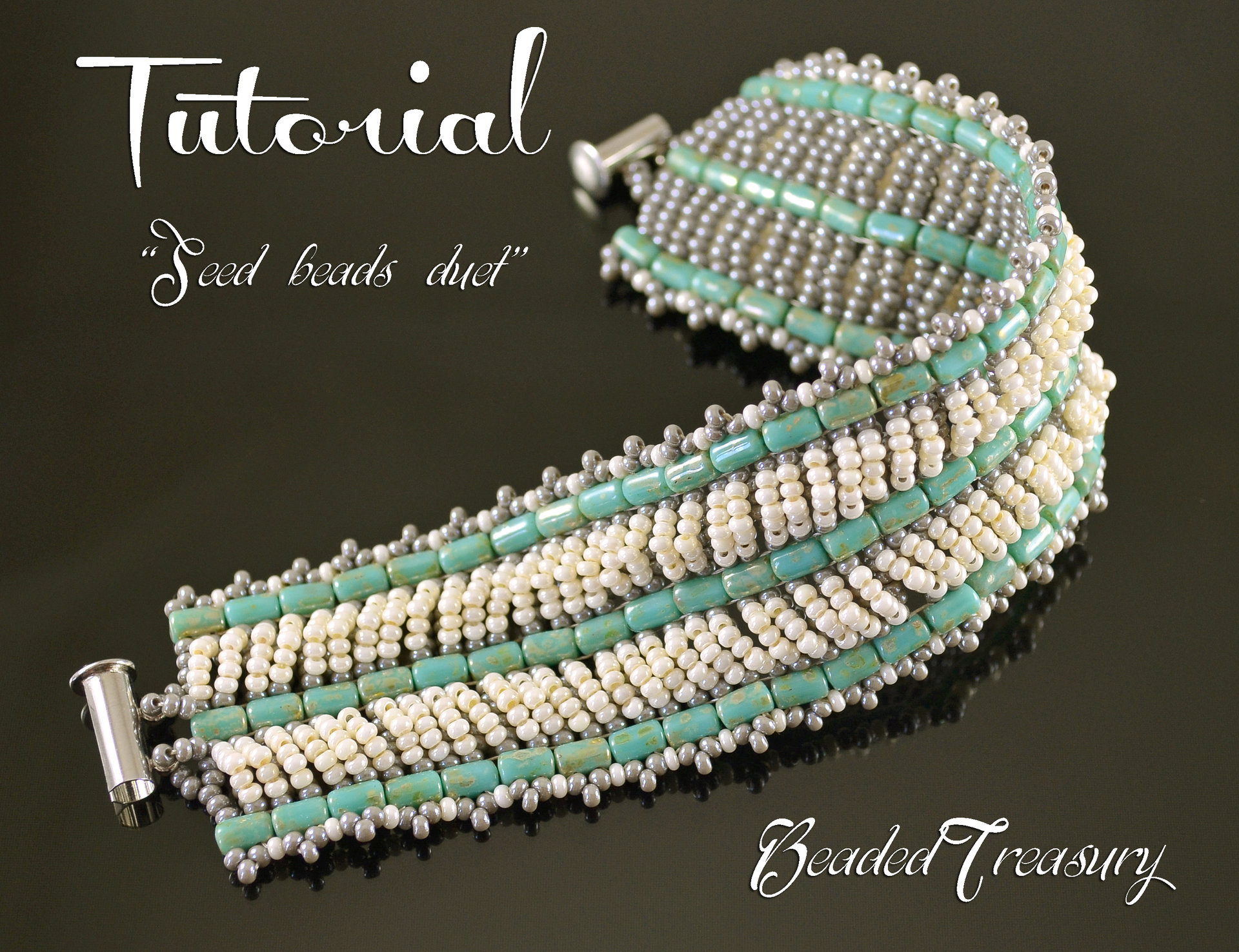 SEED BEADS DUET - beadweaving bracelet tutorial, rulla bead pattern, seed beads, beaded bracelet pattern / TUTORIAL ONLY