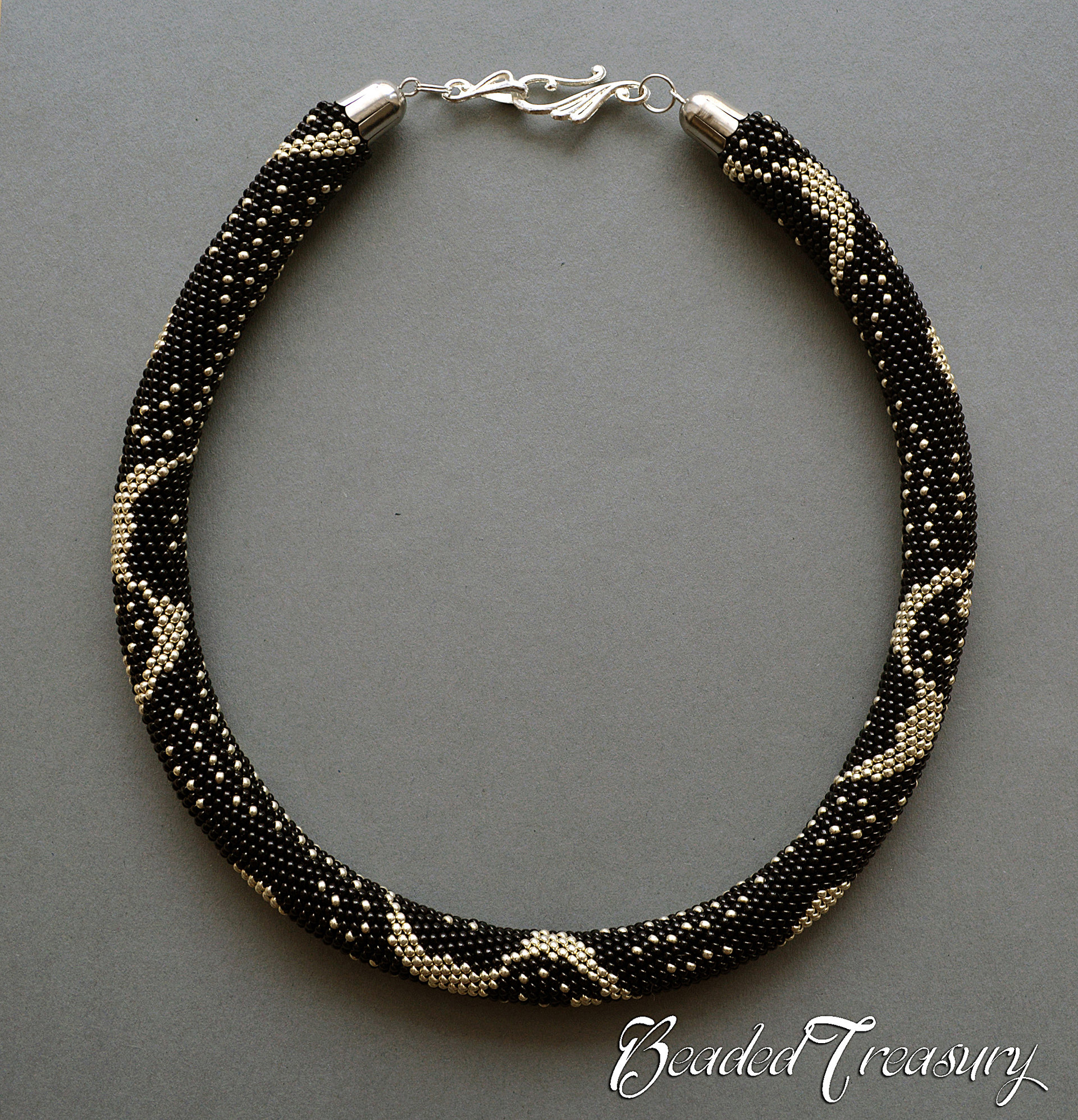 SILVER RAIN Bead crochet pattern / Beaded crochet rope necklace pattern / .PDF Download