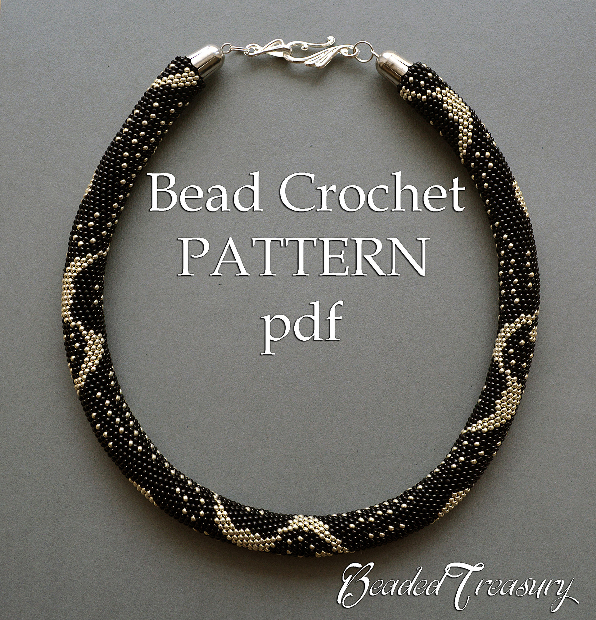 SILVER RAIN Bead crochet pattern / Beaded crochet rope necklace pattern / .PDF Download