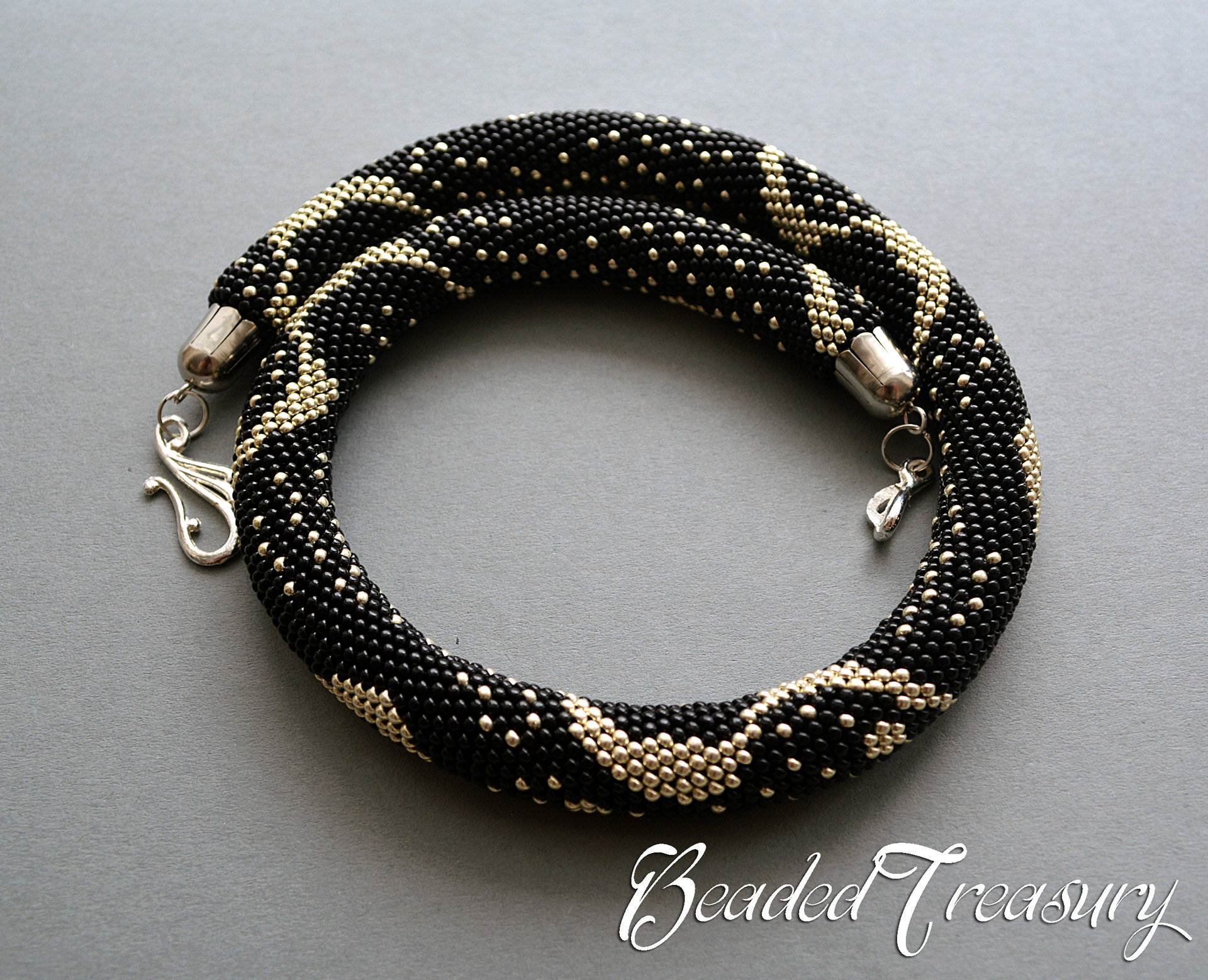 SILVER RAIN Bead crochet pattern / Beaded crochet rope necklace pattern / .PDF Download