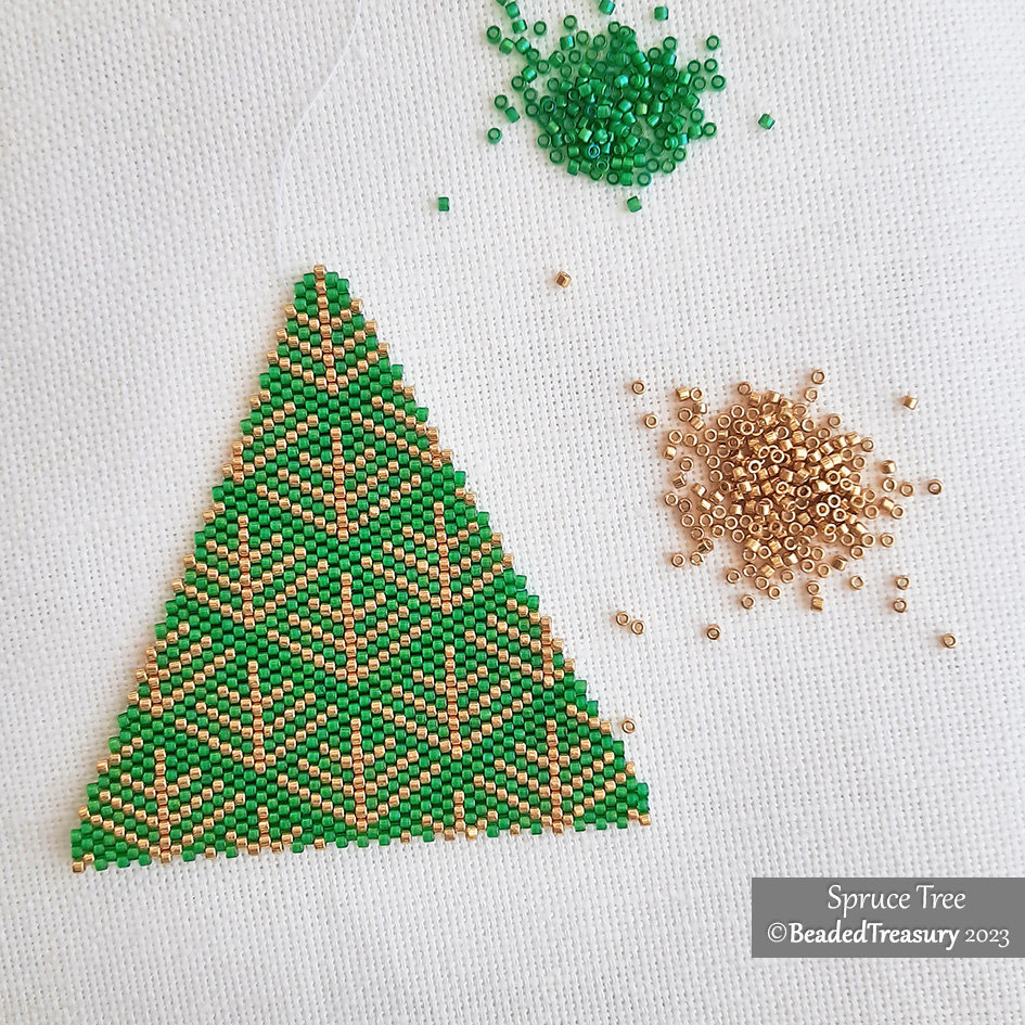 Flat Odd Peyote Pattern - SPRUCE TREE Ornament