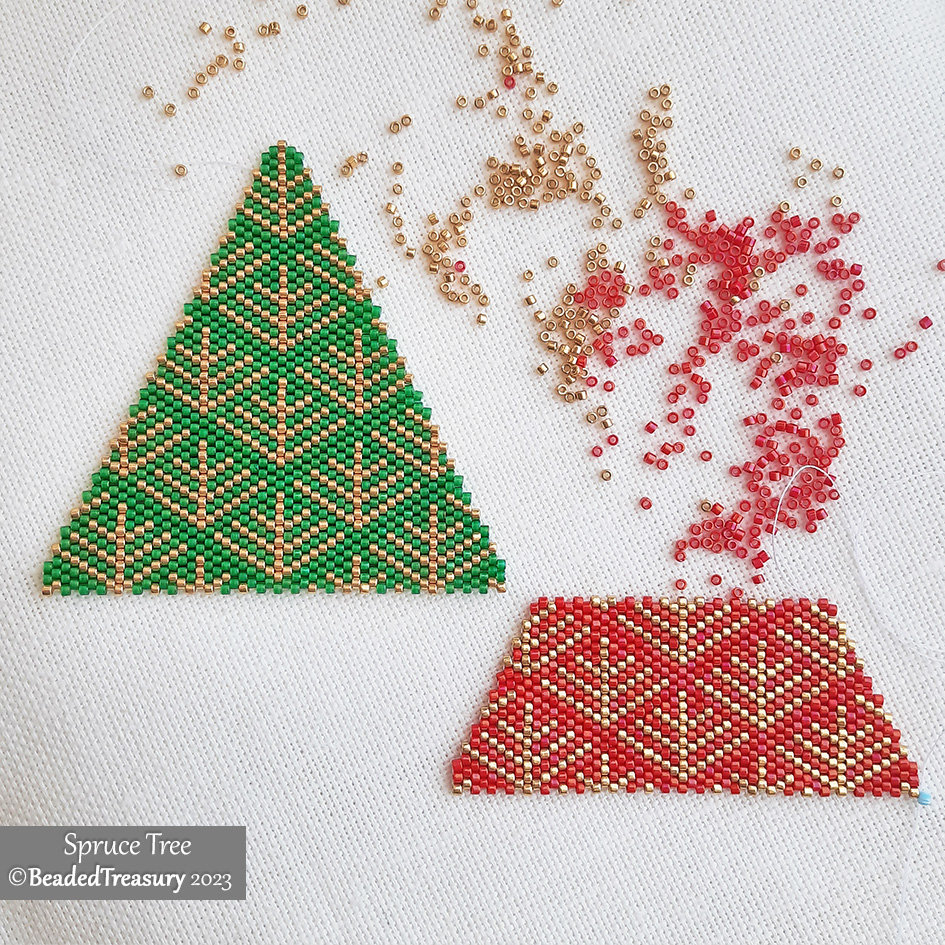 Flat Odd Peyote Pattern - SPRUCE TREE Ornament
