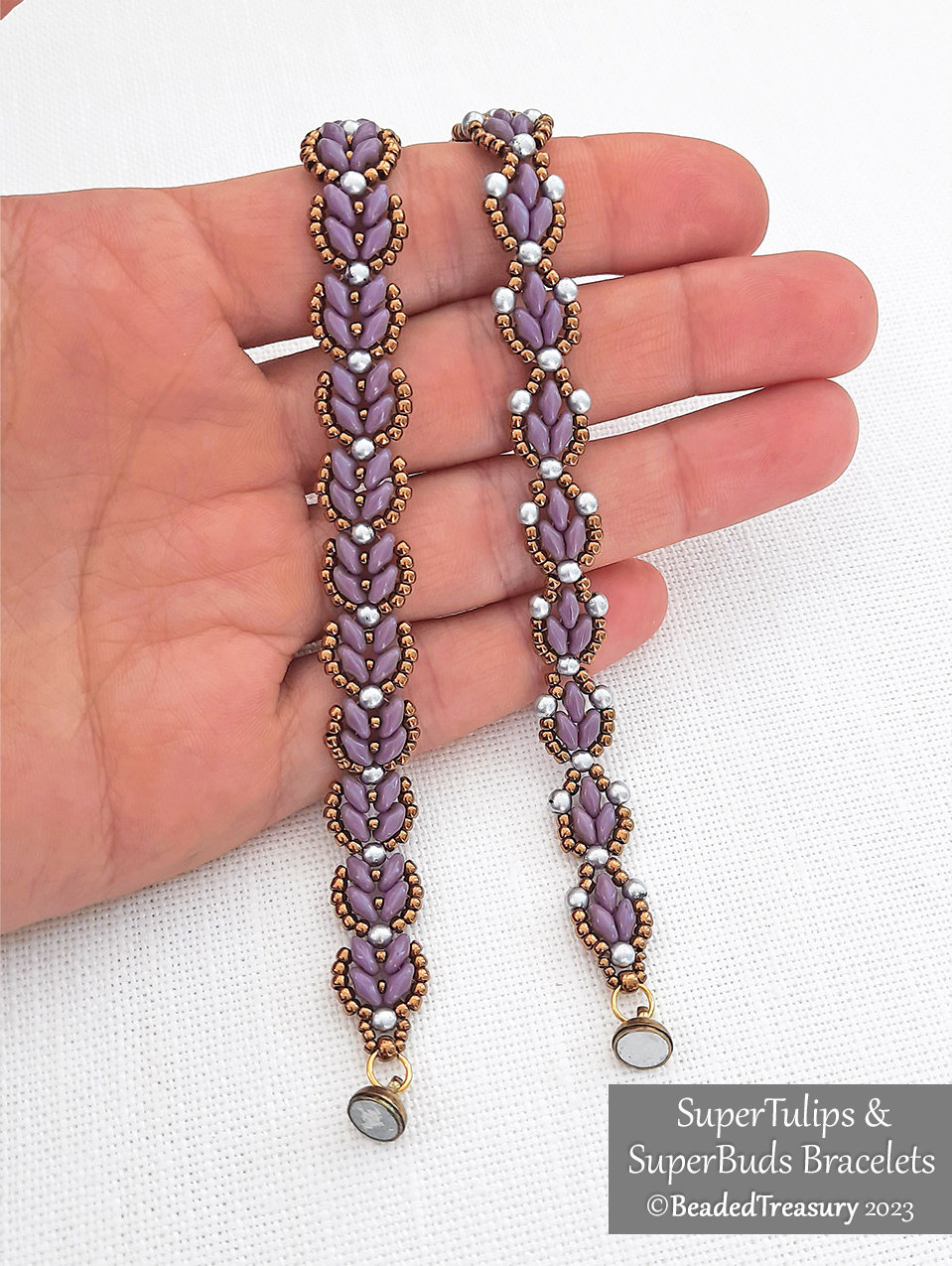 2 Bracelet Tutorials, SUPER TULIPS and SUPER BUDS, Seed bead patterns SuperDuo bracelets
