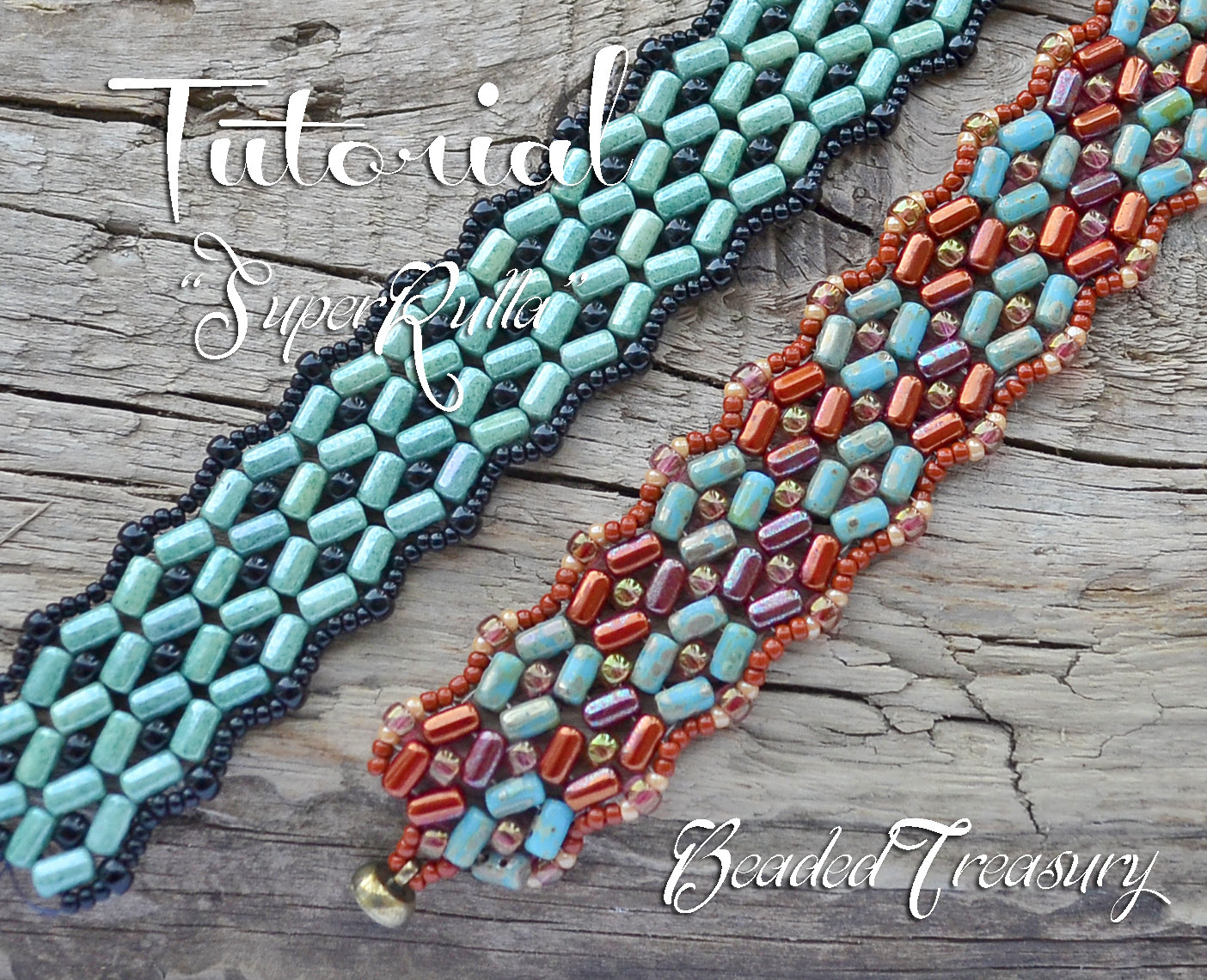 SUPERRULLA Beaded bracelet tutorial Beading pattern with Rulla Matubo seed beads Beading tutorial - Instant PDF Download
