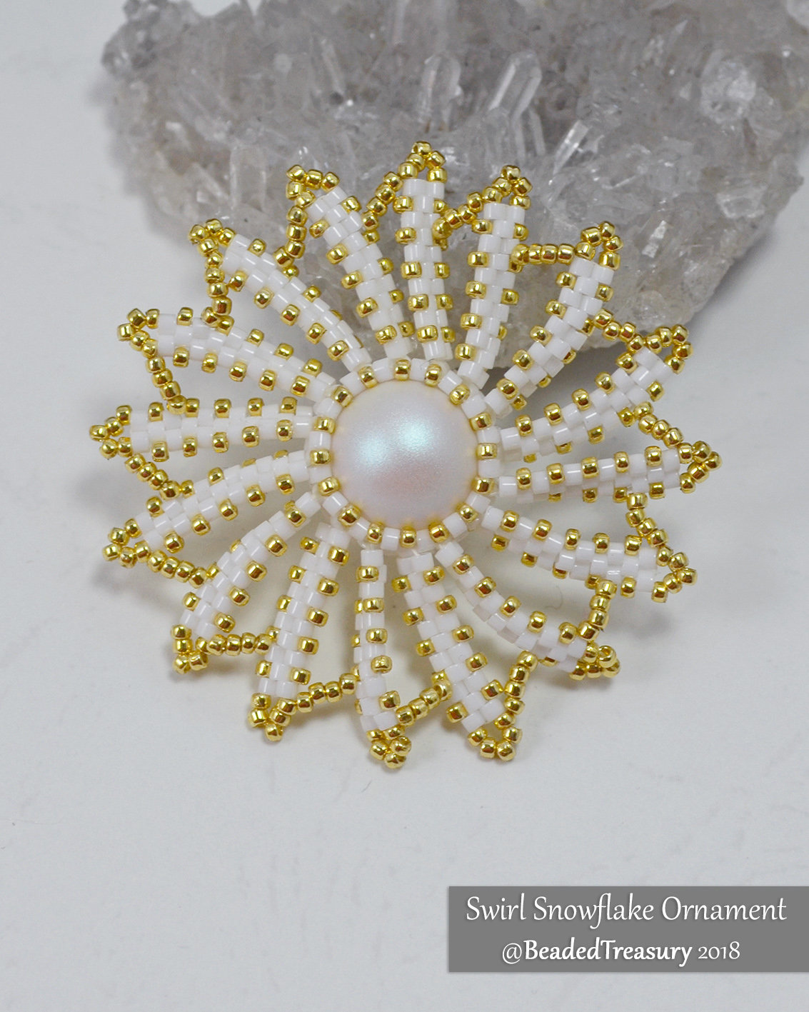 SWIRL SNOWFLAKE Christmas Ornament Beading Tutorial - Instant PDF Download