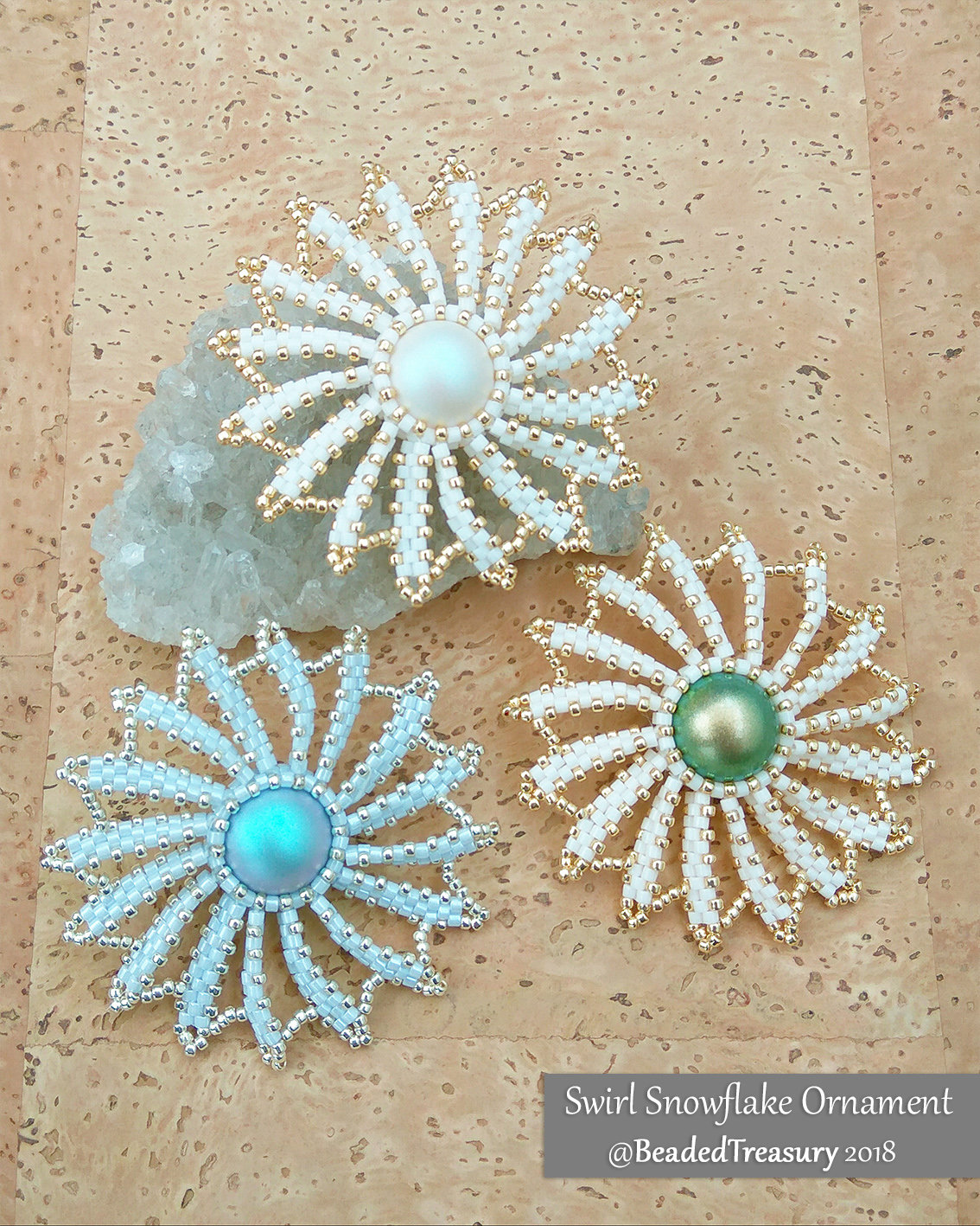 SWIRL SNOWFLAKE Christmas Ornament Beading Tutorial - Instant PDF Download