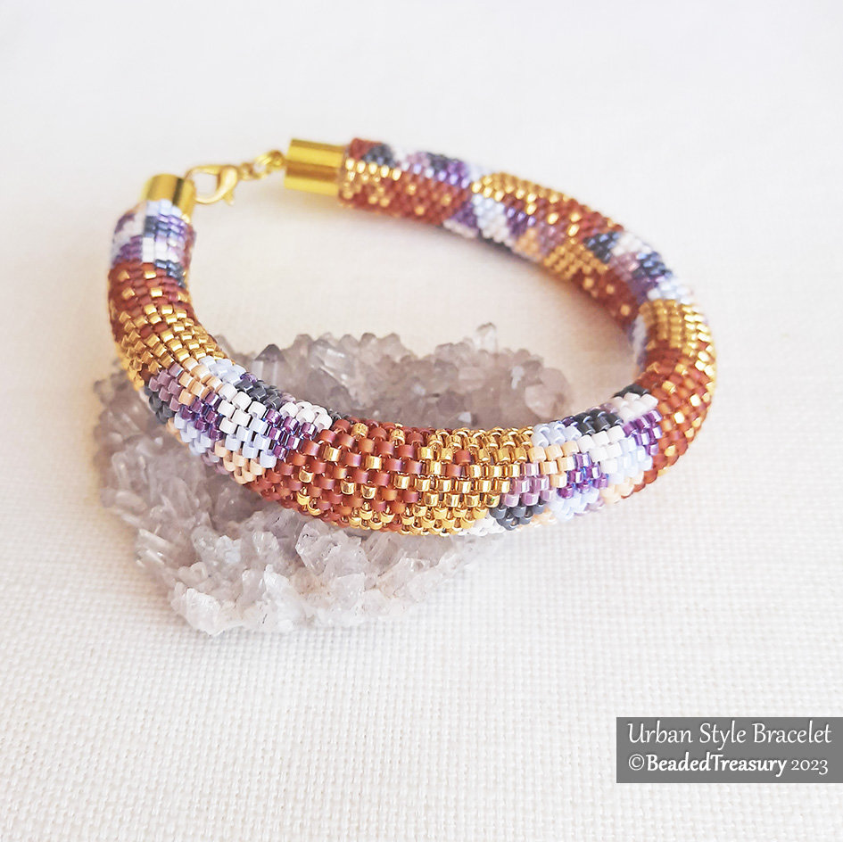 URBAN STYLE BRACELET - Even Count Tubular Peyote Stitch Pattern with Delica seed beads