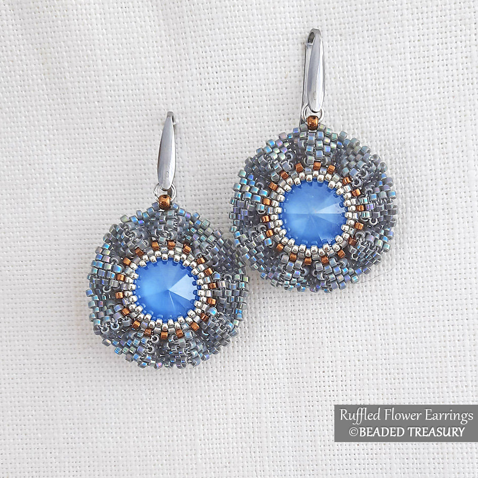 RUFFLED FLOWER EARRINGS Peyote Stitch Beading Pattern