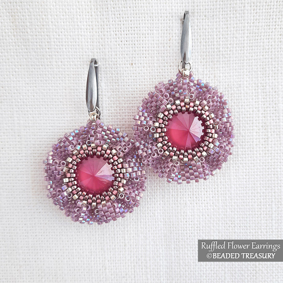 RUFFLED FLOWER EARRINGS Peyote Stitch Beading Pattern
