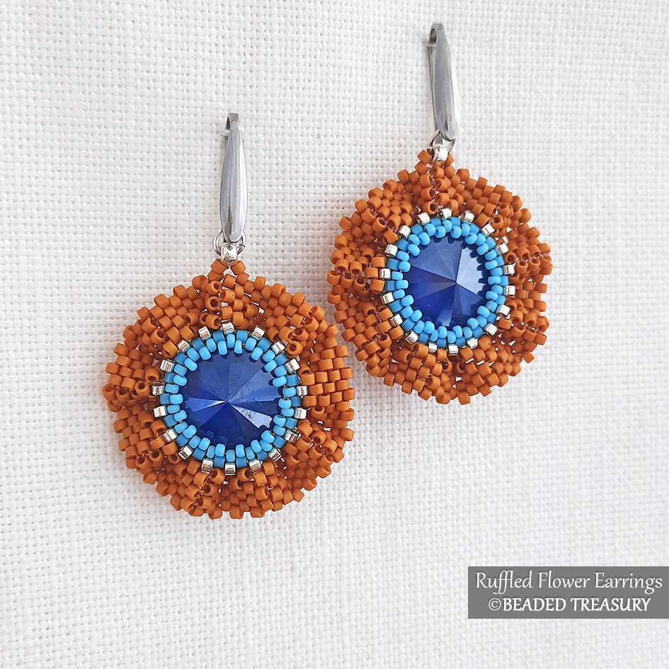 RUFFLED FLOWER EARRINGS Peyote Stitch Beading Pattern