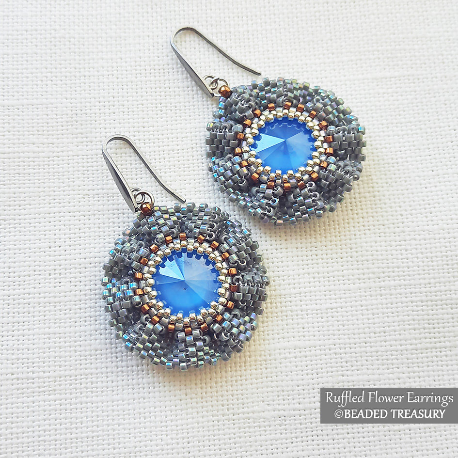 RUFFLED FLOWER EARRINGS Peyote Stitch Beading Pattern