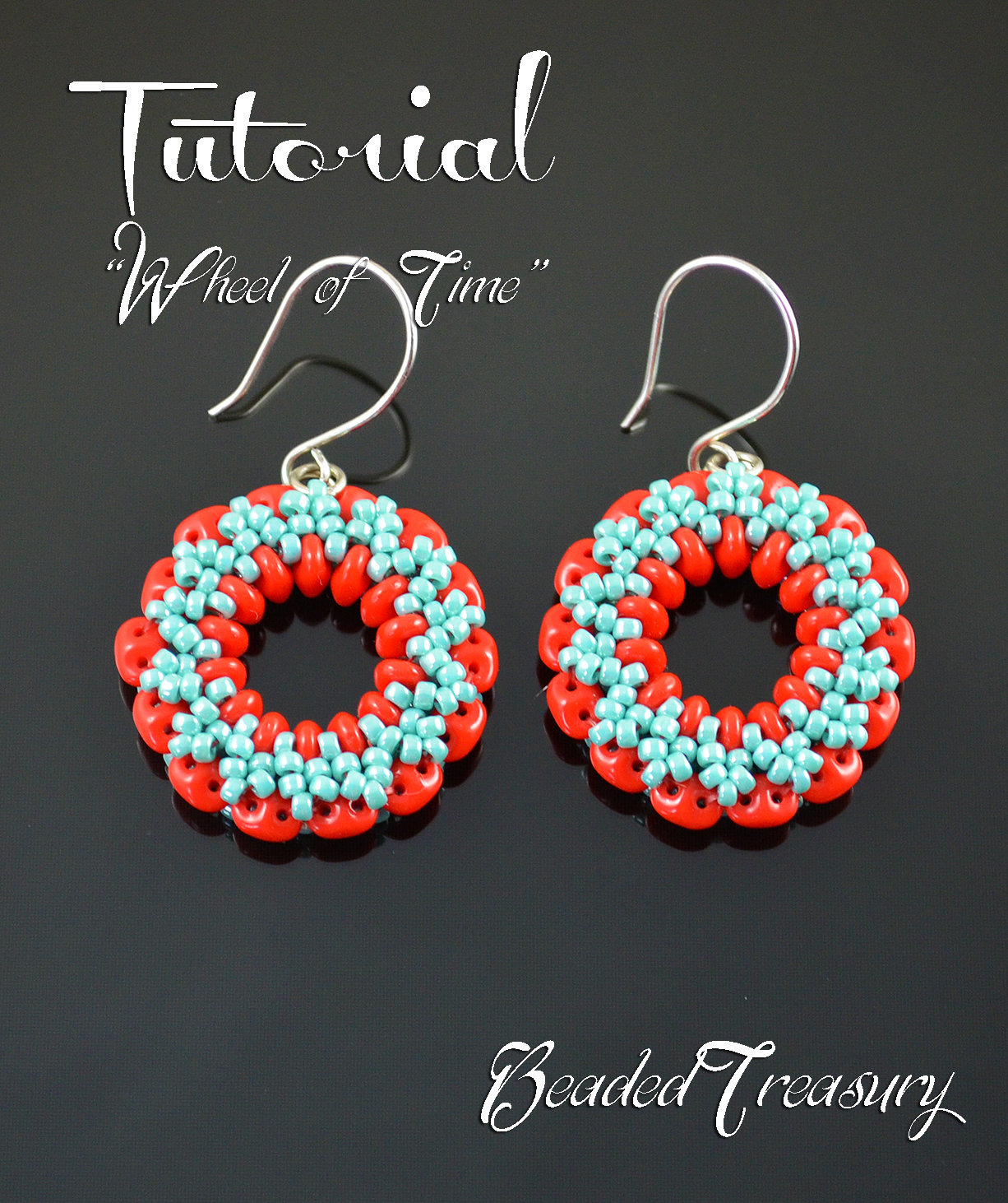 WHEEL OF TIME - beadwoven earrings tutorial, superduo bead pattern, beading pattern, seed beads pattern / TUTORIAL ONLY