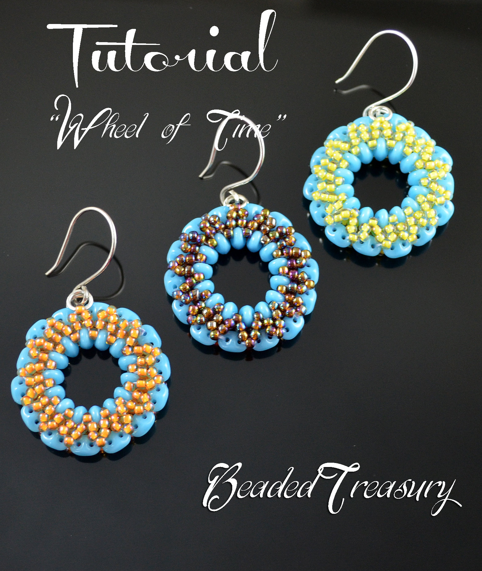 WHEEL OF TIME - beadwoven earrings tutorial, superduo bead pattern, beading pattern, seed beads pattern / TUTORIAL ONLY