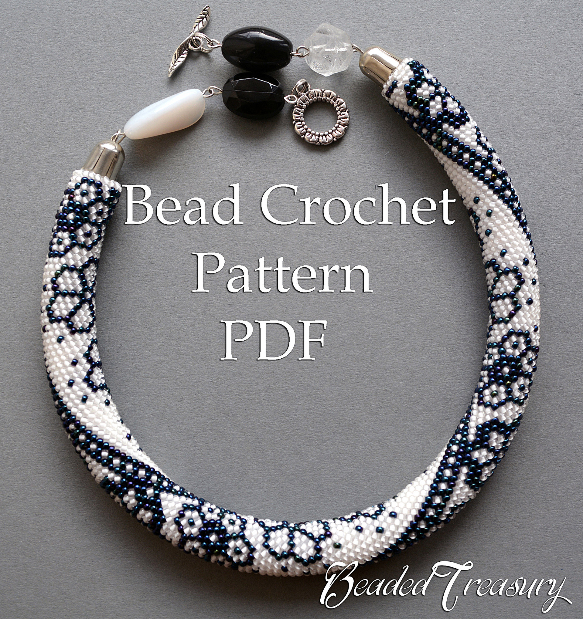 WINTER LACE - bead crochet necklace pattern / Bead crochet rope pattern / Bead crochet pattern / Beaded necklace pattern / .PDF Download
