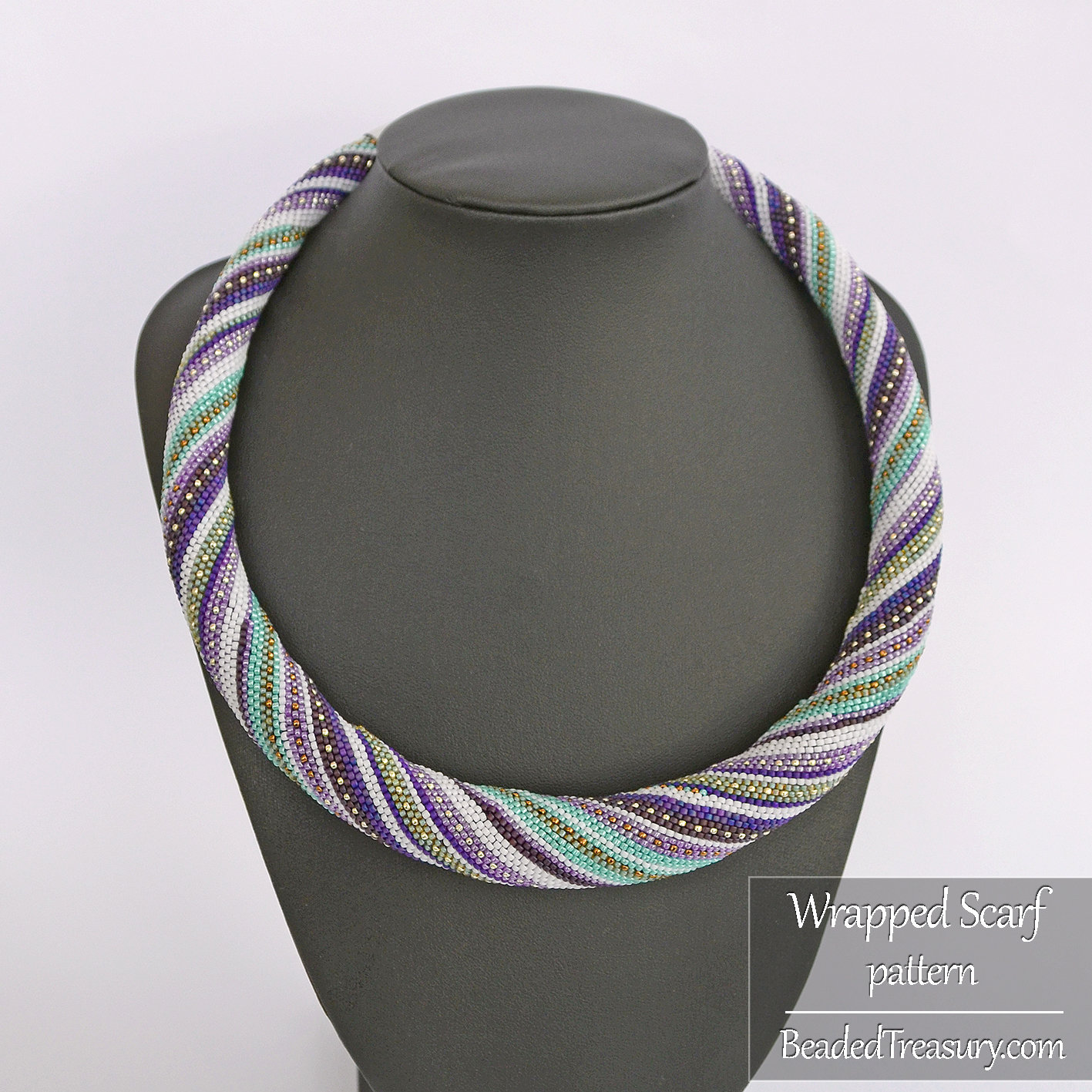 Wrapped Scarf Necklace - Bead Crochet Pattern with Increase and Decrease - Pattern+Tutorial - Seed beads pattern - Instant PDF Download