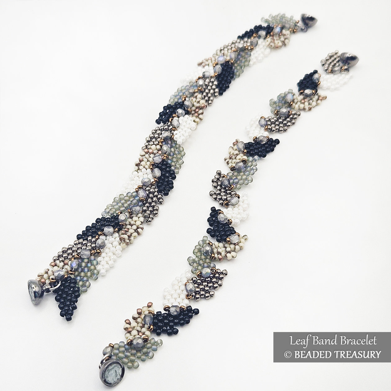 LEAF BAND BRACELET  Peyote Stitch Beading Tutorial