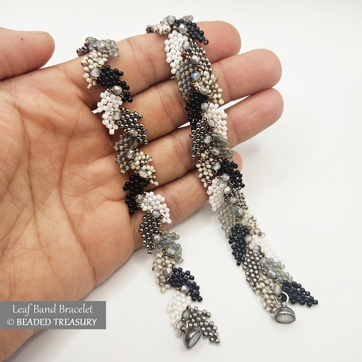 LEAF BAND BRACELET  Peyote Stitch Beading Tutorial
